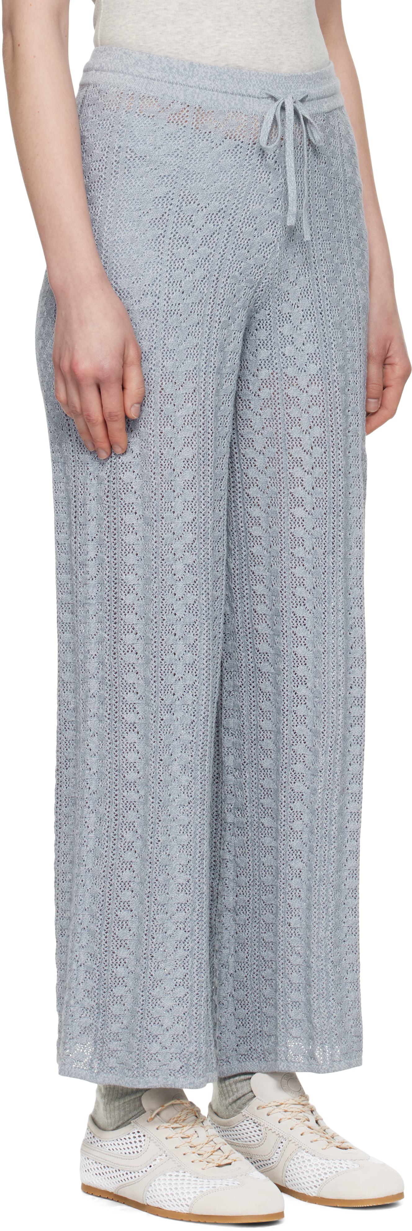 Holzweiler Blue Kelp Crochet Trousers In 1369 Blue Mix