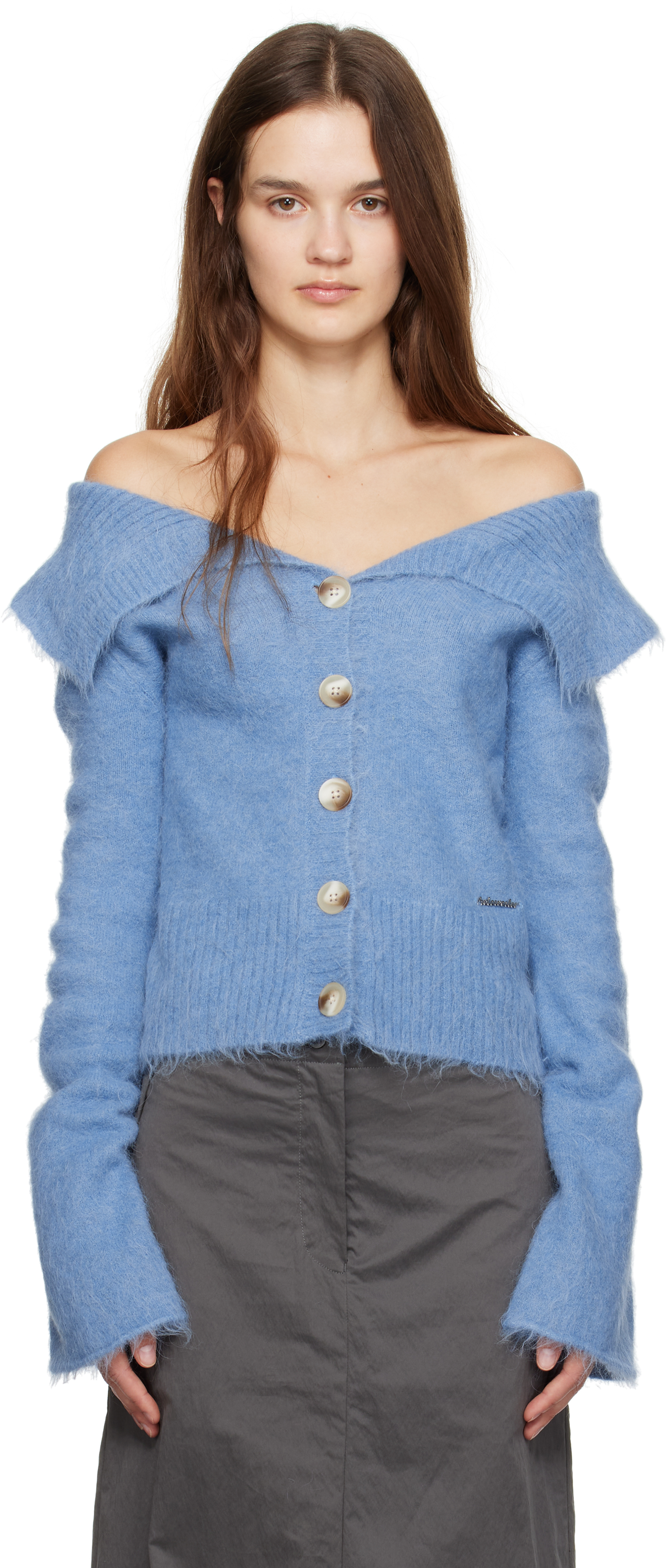 HOLZWEILER BLUE OFF SHOULDER CARDIGAN 