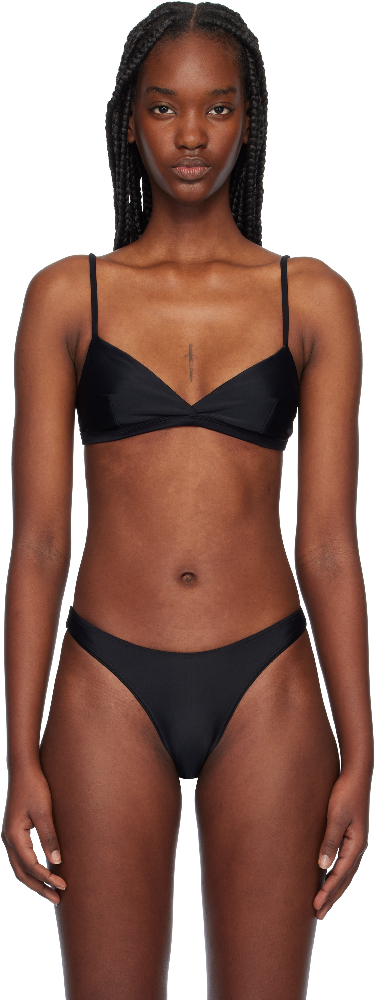 Black Tri Crop Bikini Top