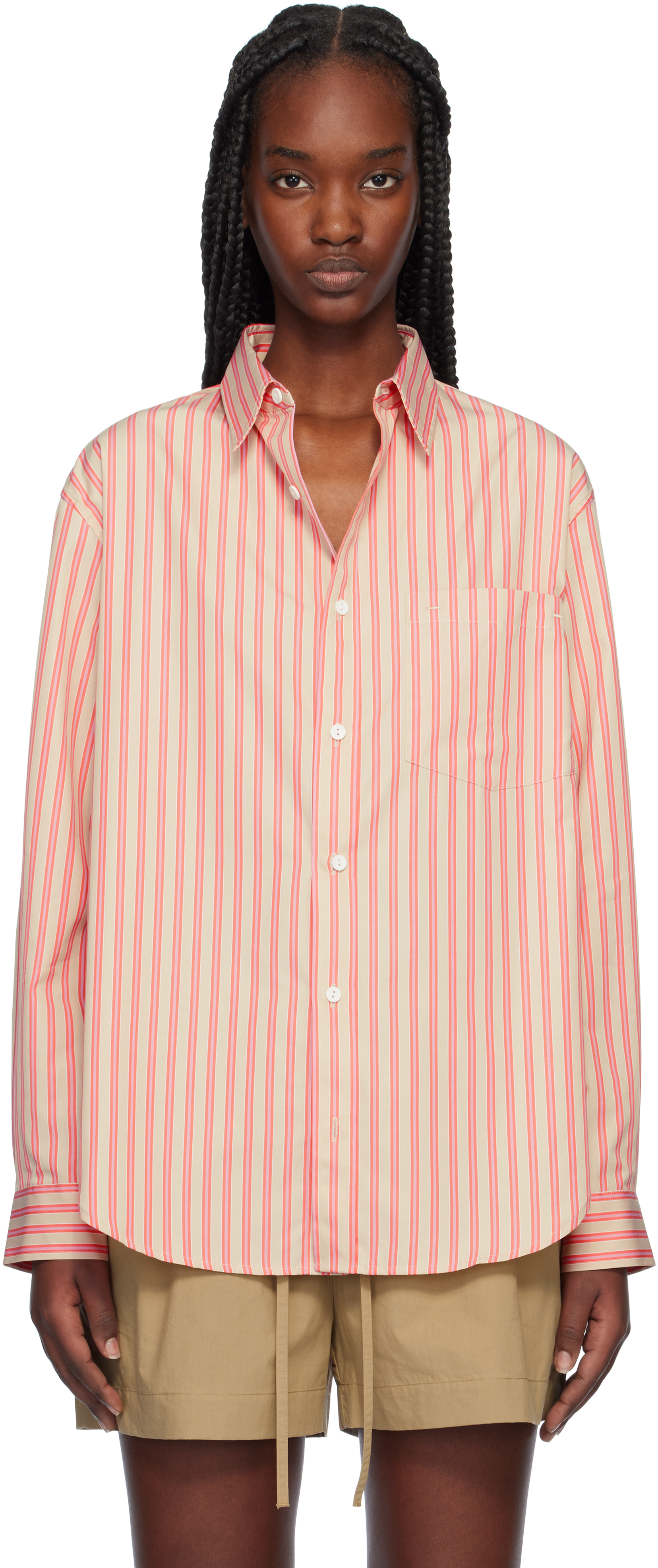 Shop Matteau Pink Classic Stripe Shirt In Rose Stripe