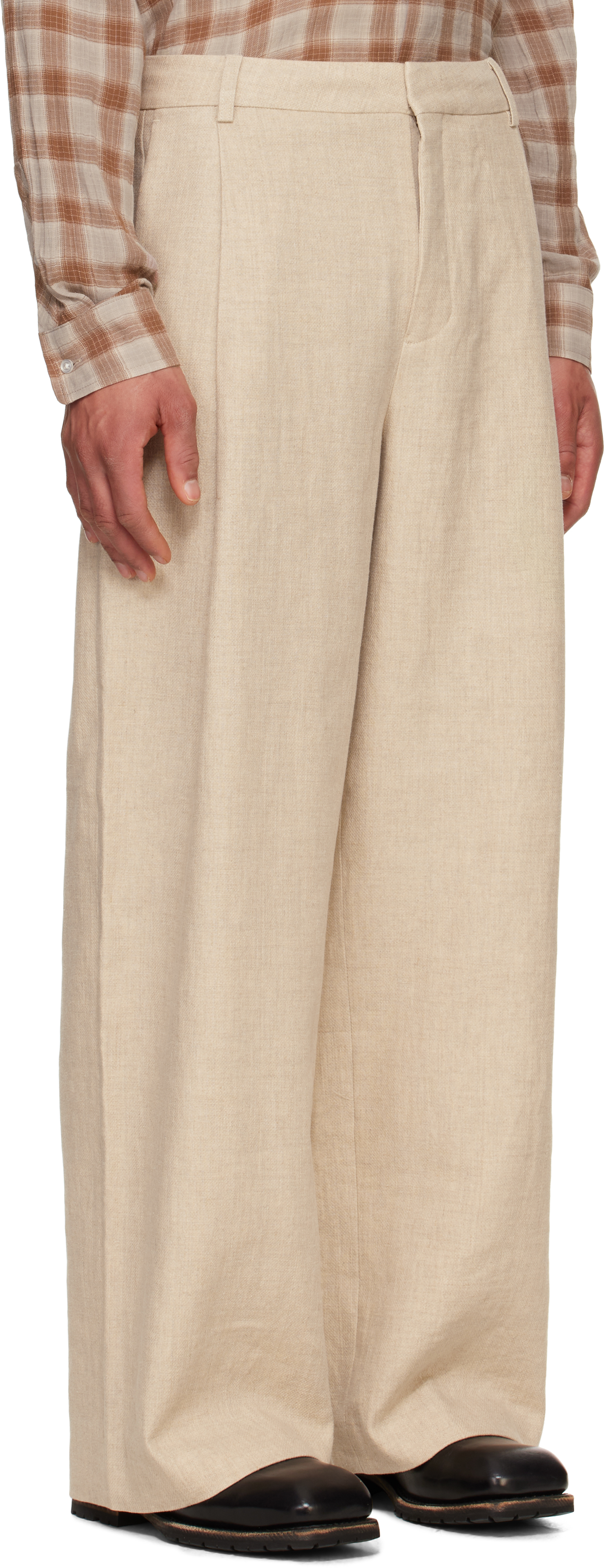 Holzweiler Beige Alex One Pleat Trousers In Ecru 1001