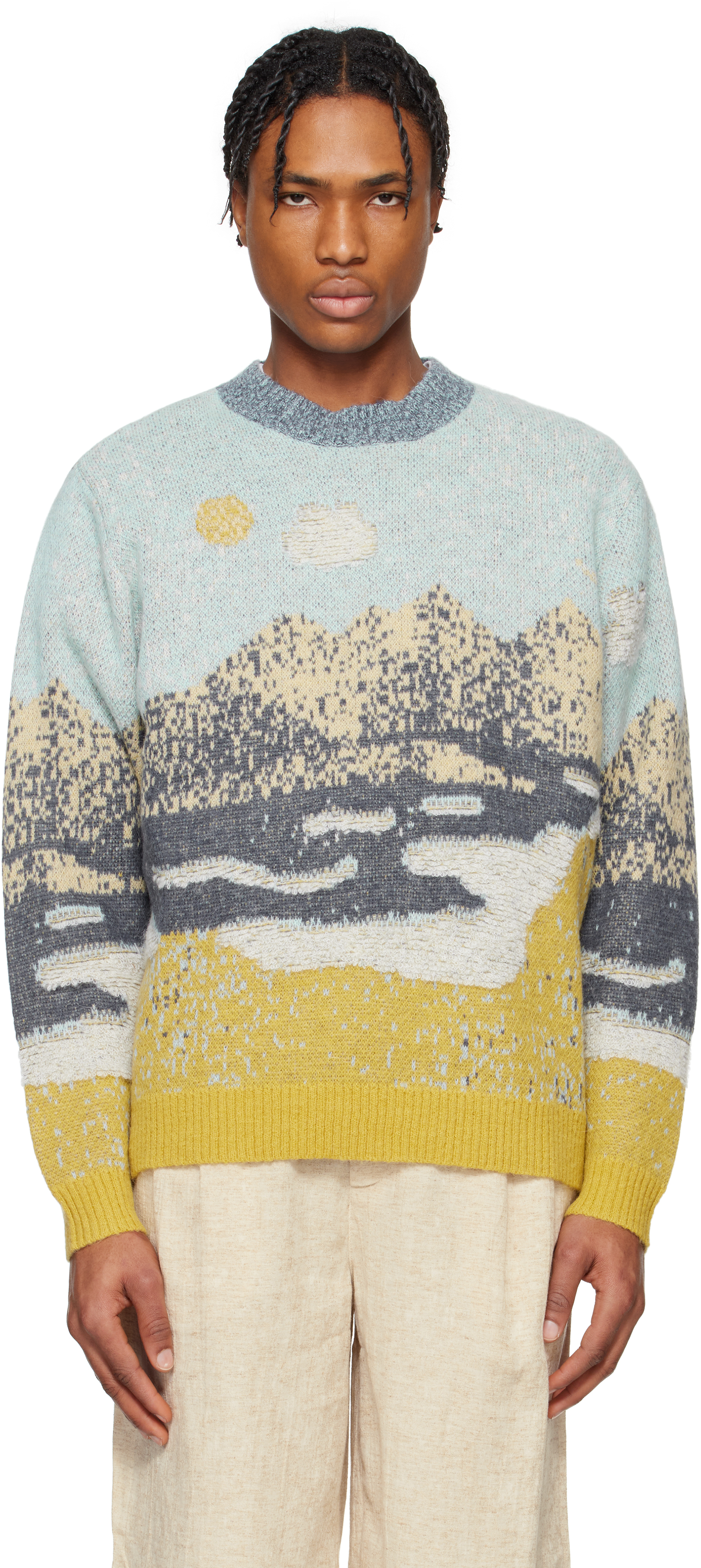 Blue 
Yellow Haza Landscape Sweater