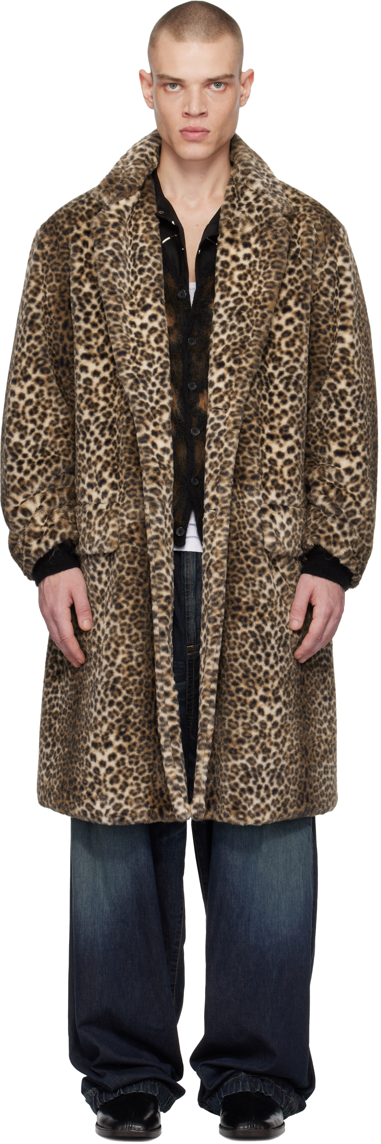 Brown Chesterfield Faux-Fur Coat