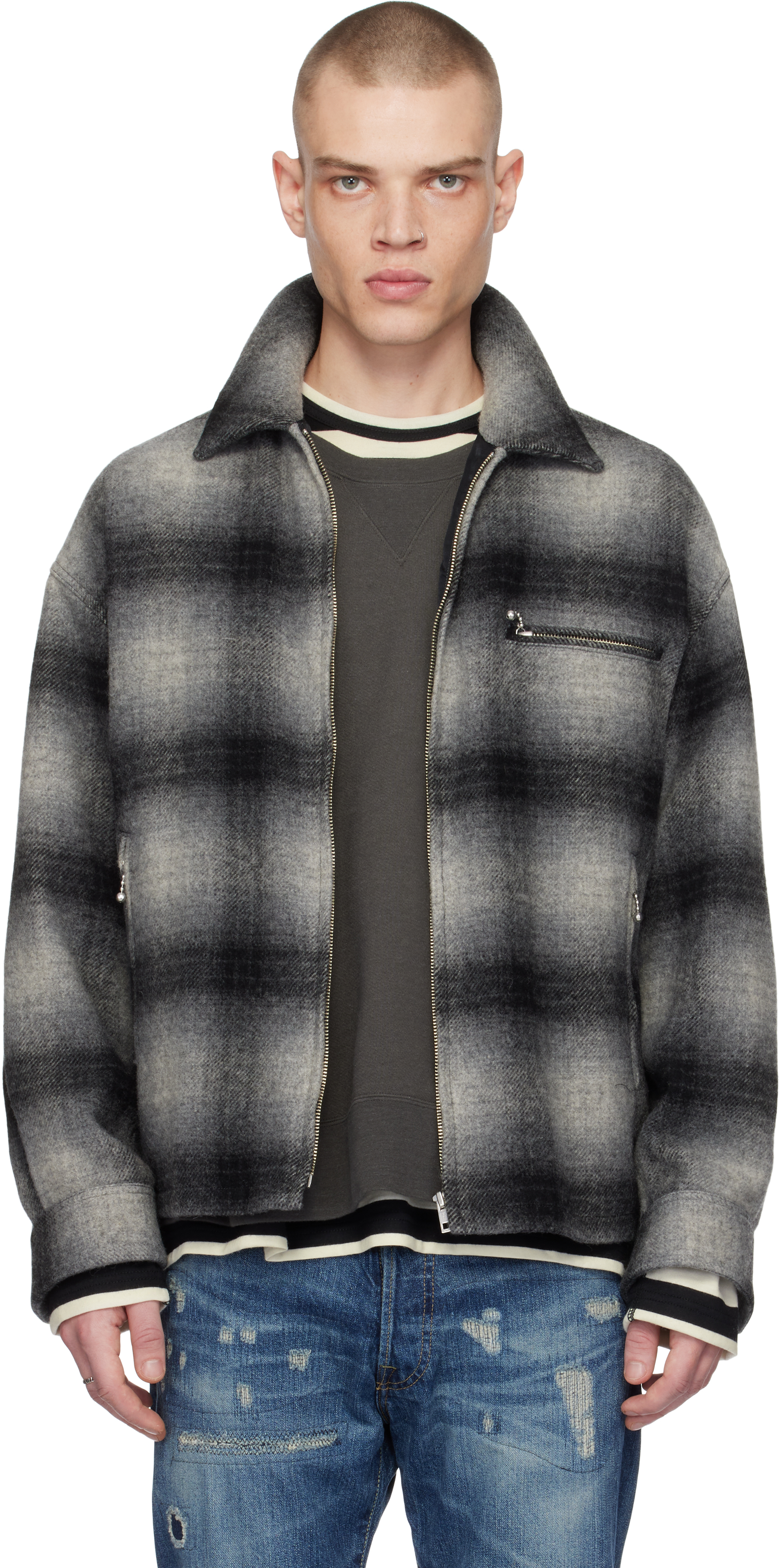 Gray Ombre Check 50's Jacket