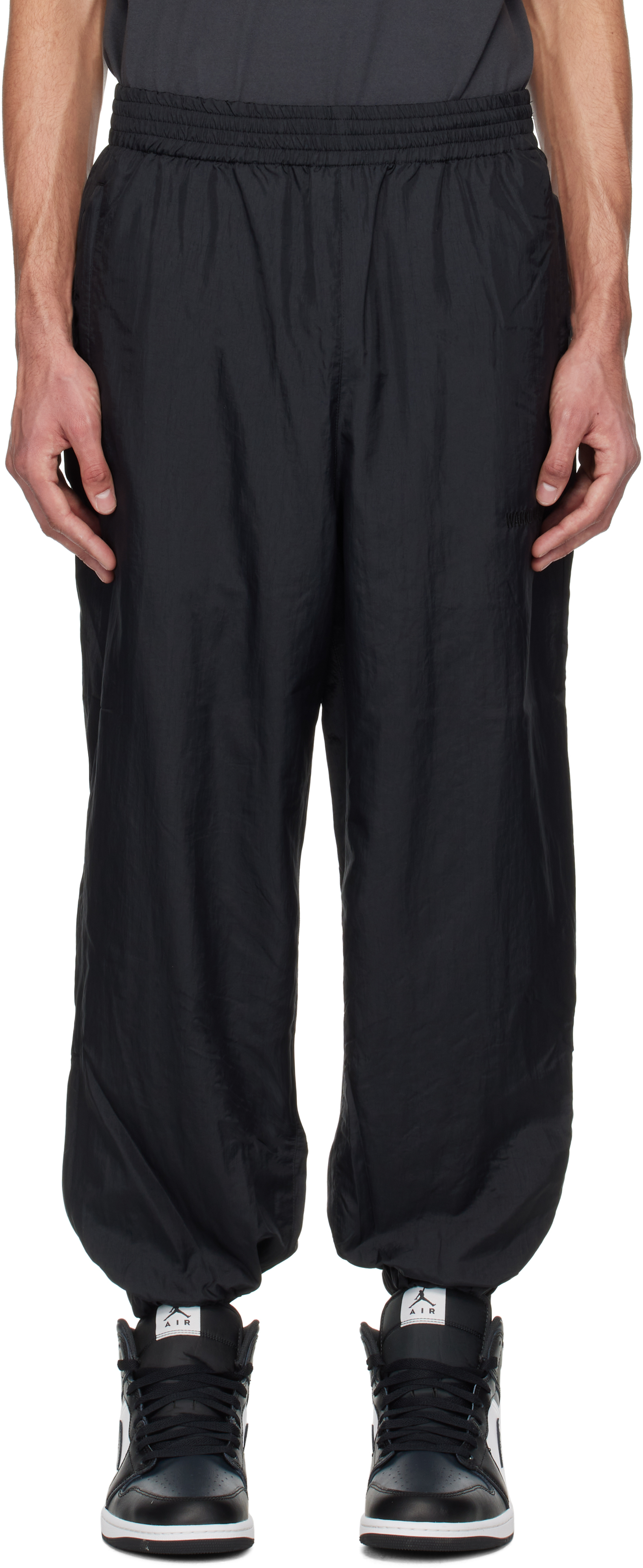 Black Nylon Track Pants