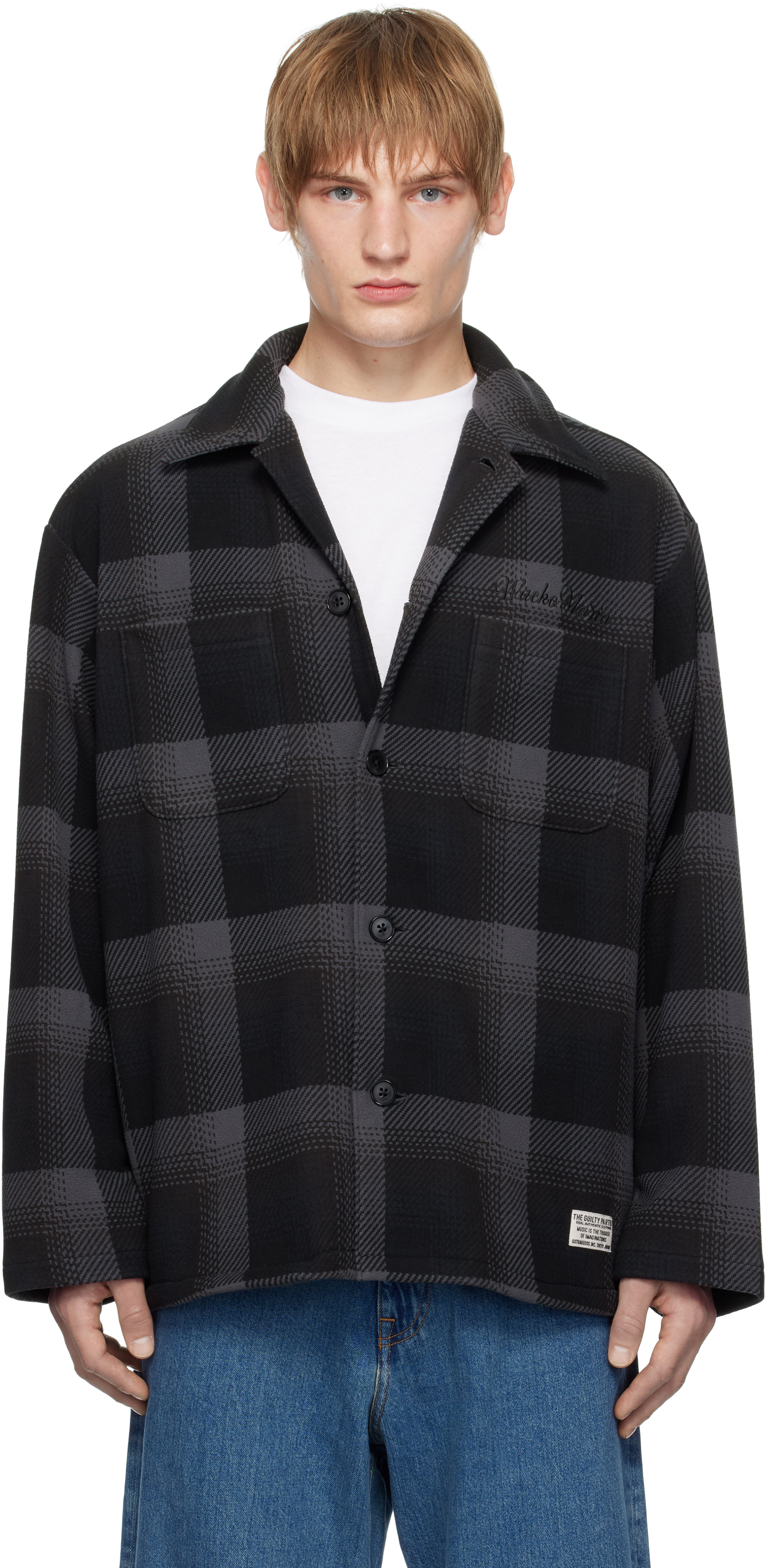 Wacko Maria Gray Fleece Shirt In Charcoal