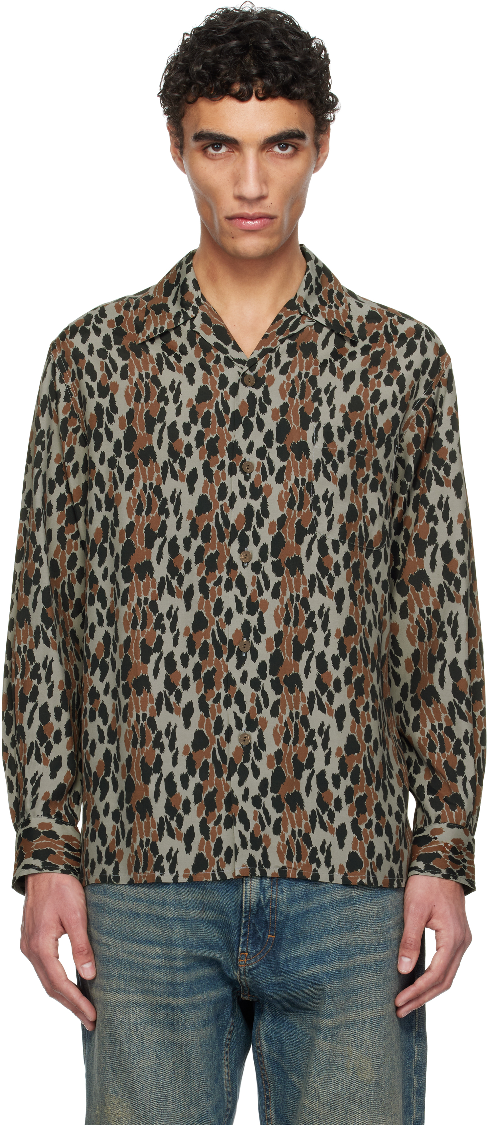 トップス WACKO MARIA LEOPARD WOOL SHIRT sizeM WACKO MARIA LEOPARD WOOL SHIRT sizeM