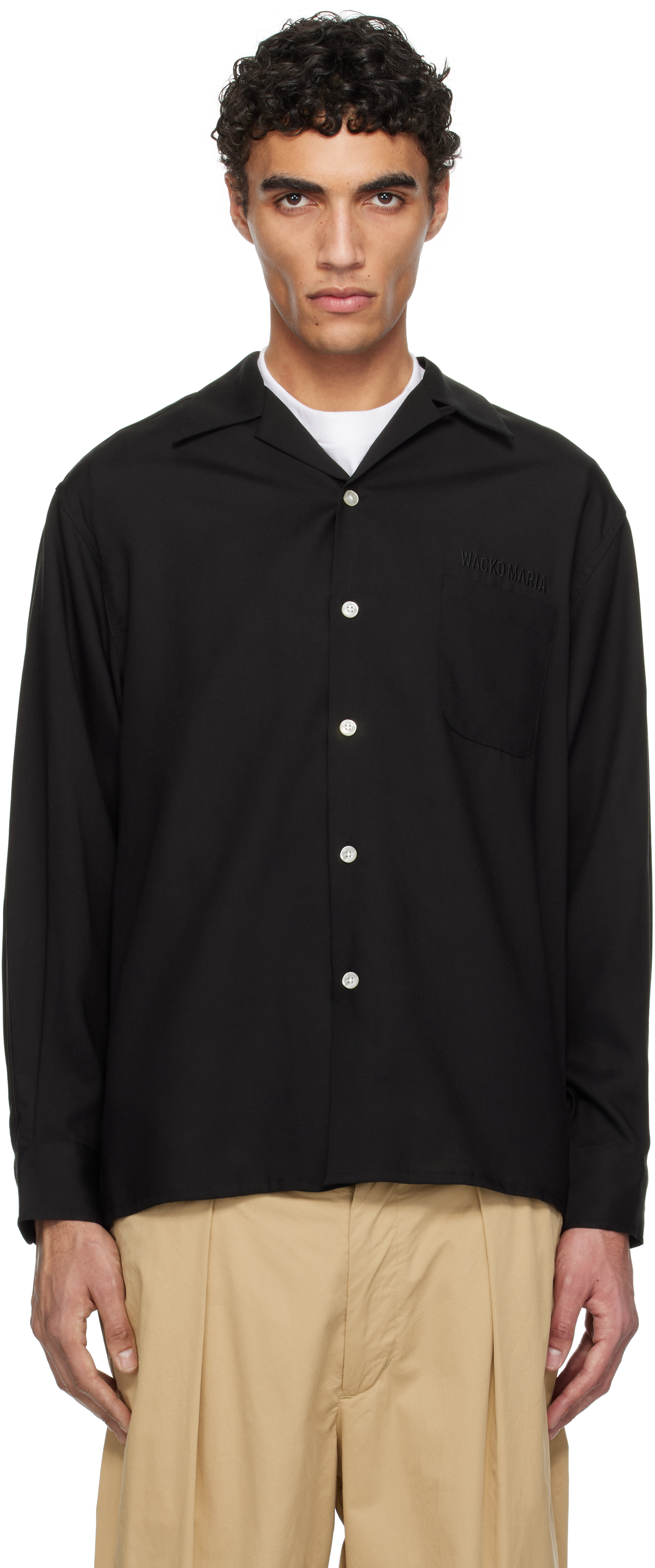 Black 50
s Open Collar Shirt