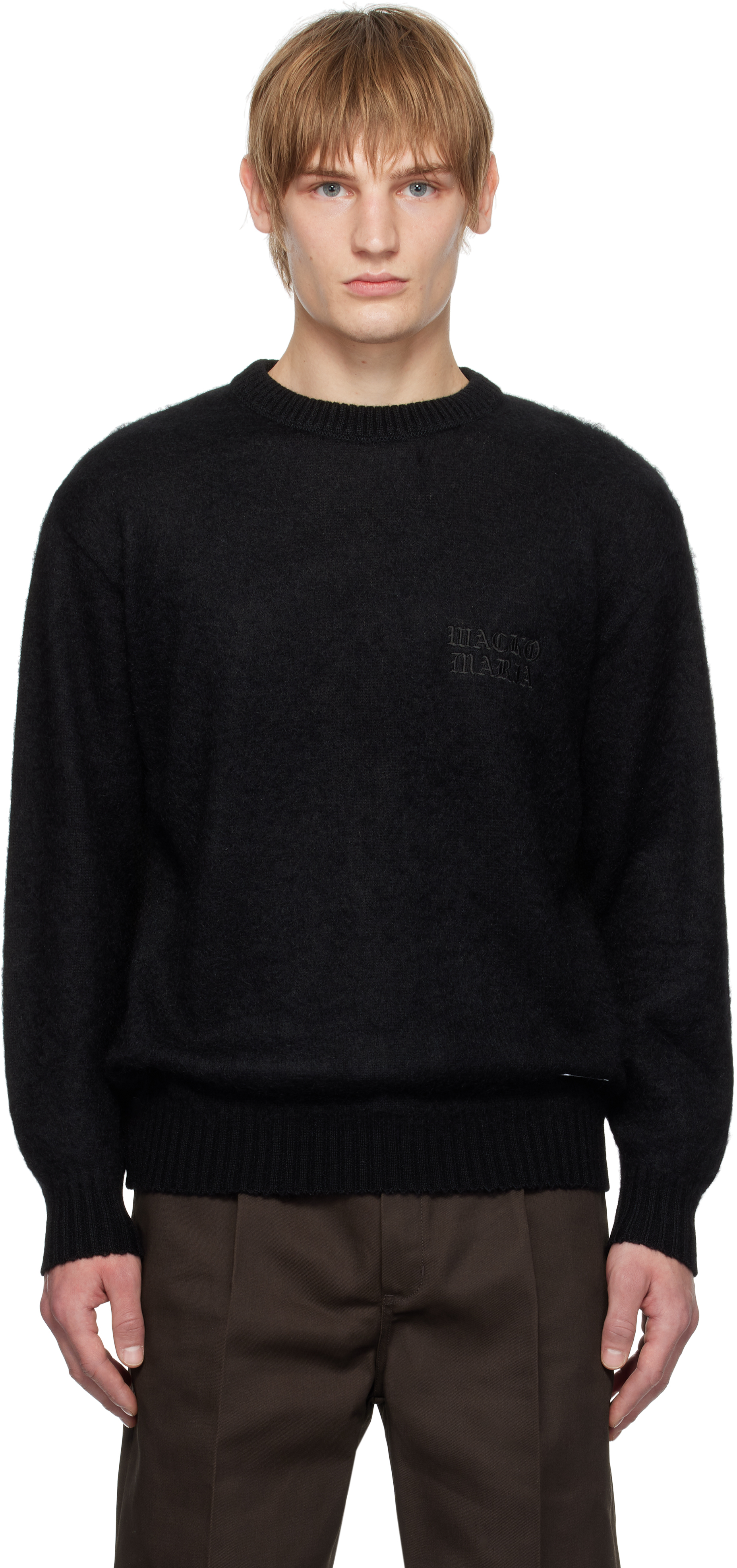 Black Mohair Crew Neck Sweater