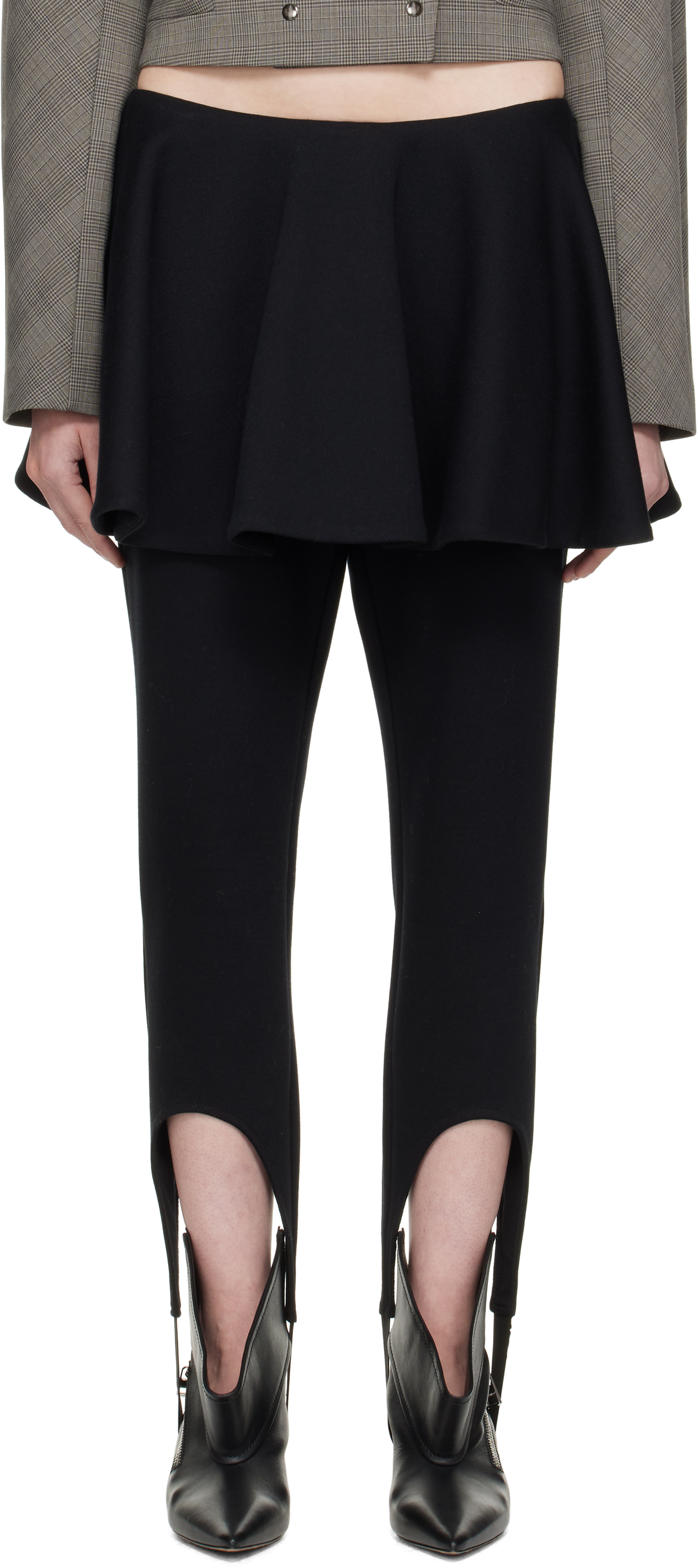 Black Ashlyn Stirrup Skirt Leggings