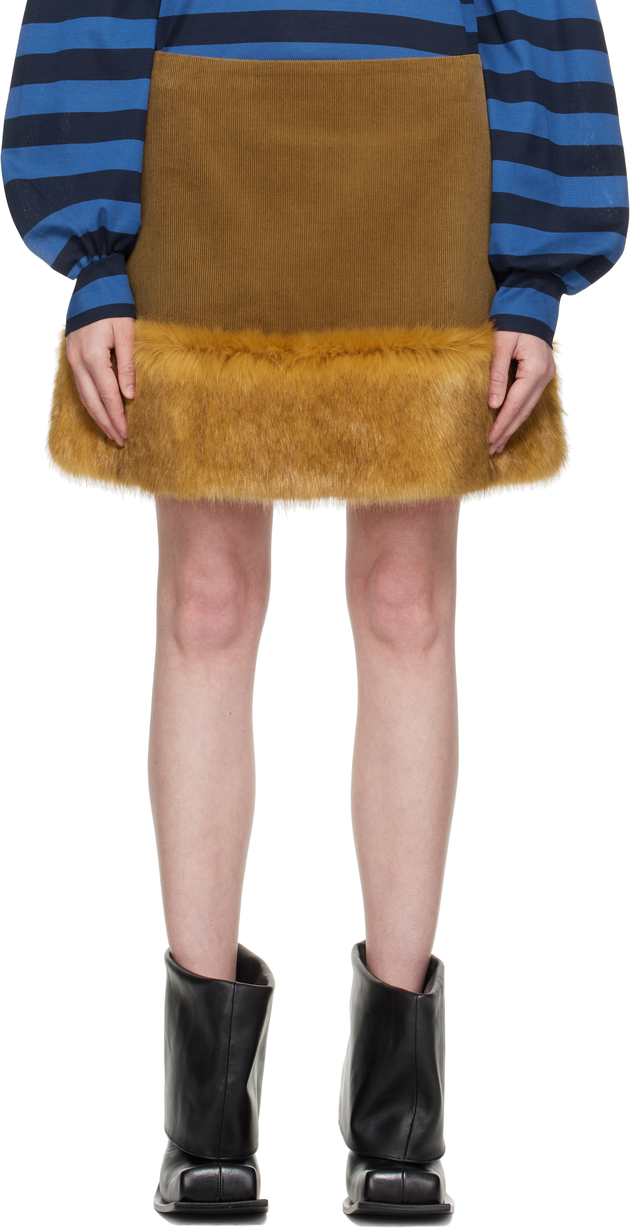 Brown & Orange Fox Miniskirt