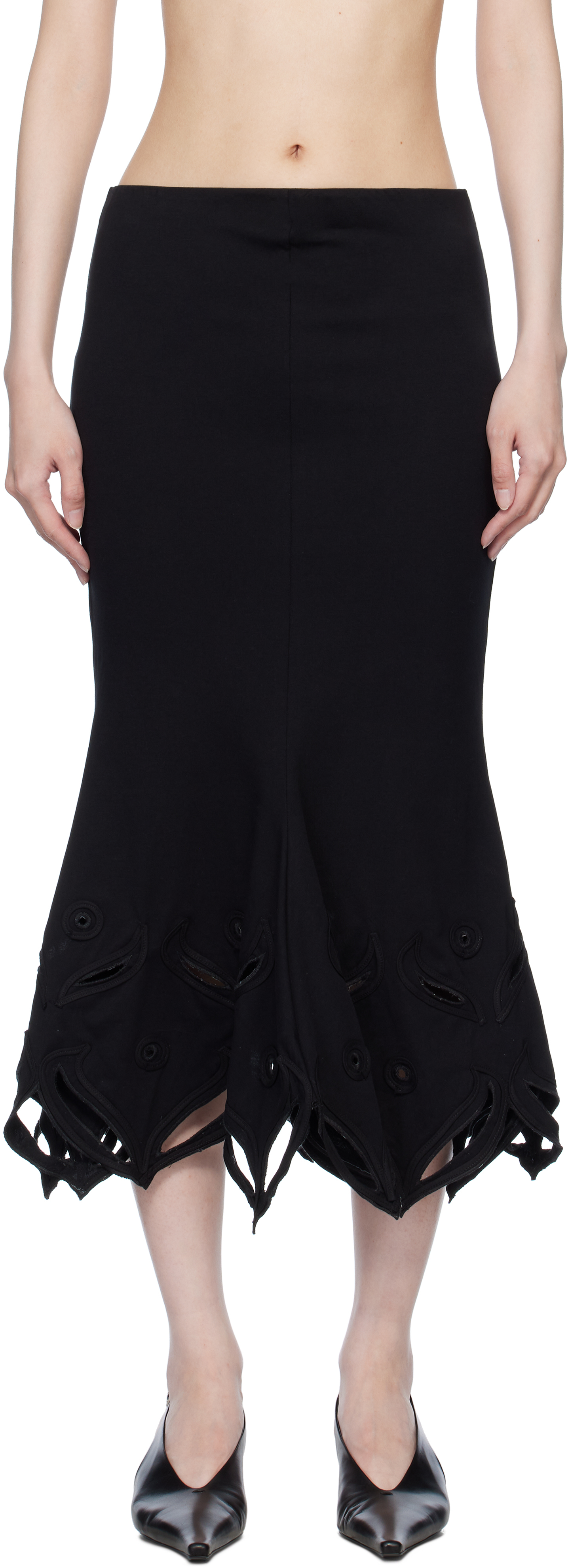 Black 
The Schiffli Trumpet
 Midi Skirt