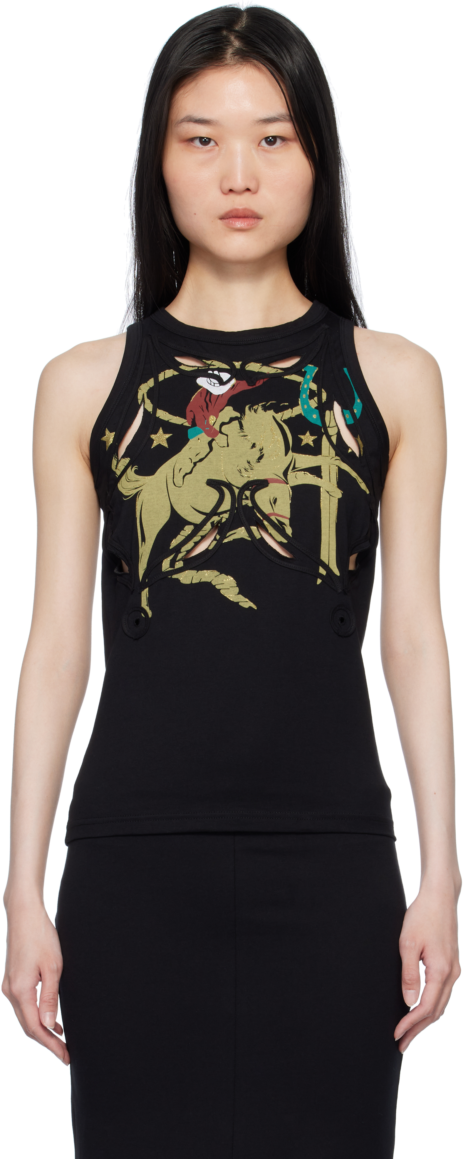 Black 
The Schiffli
 Tank Top