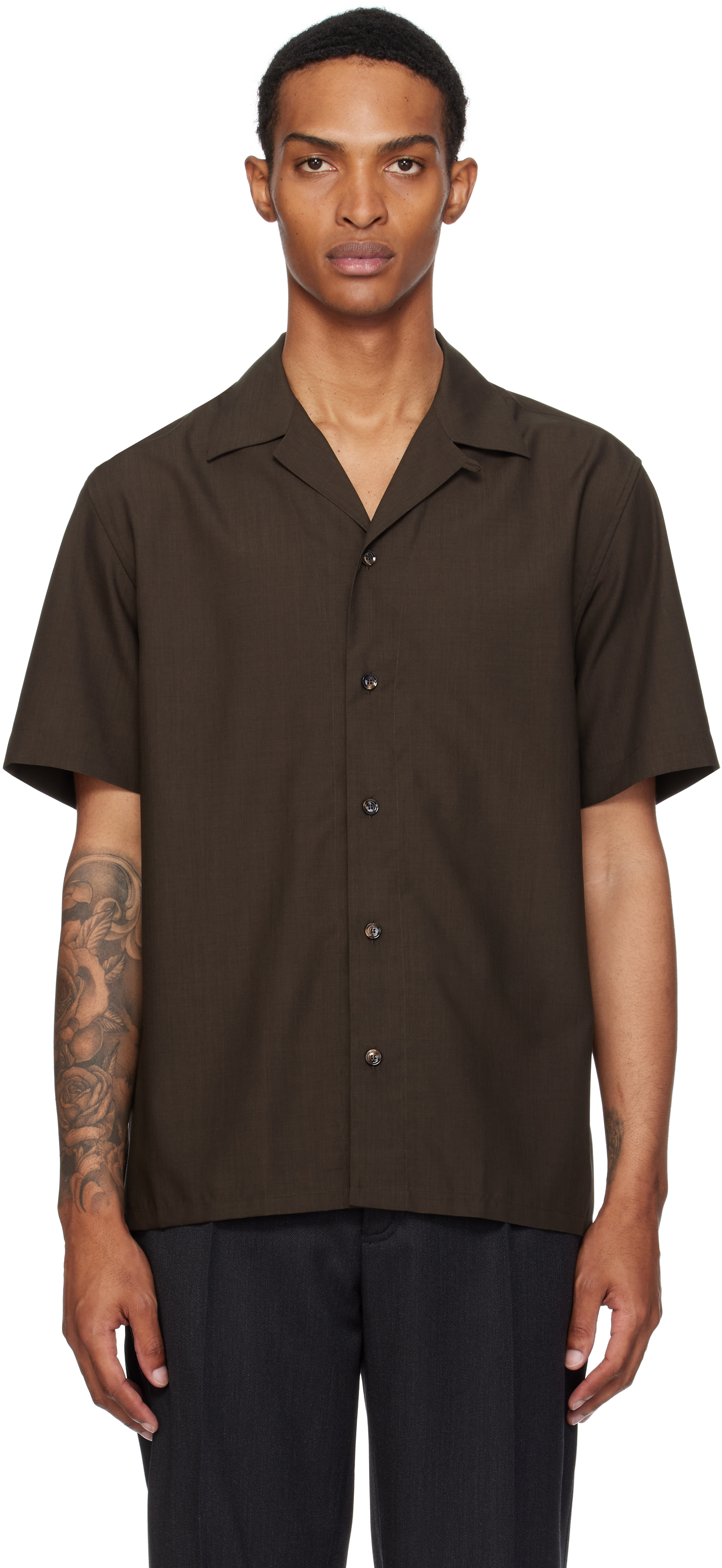 Brown Wool & Silk Shirt