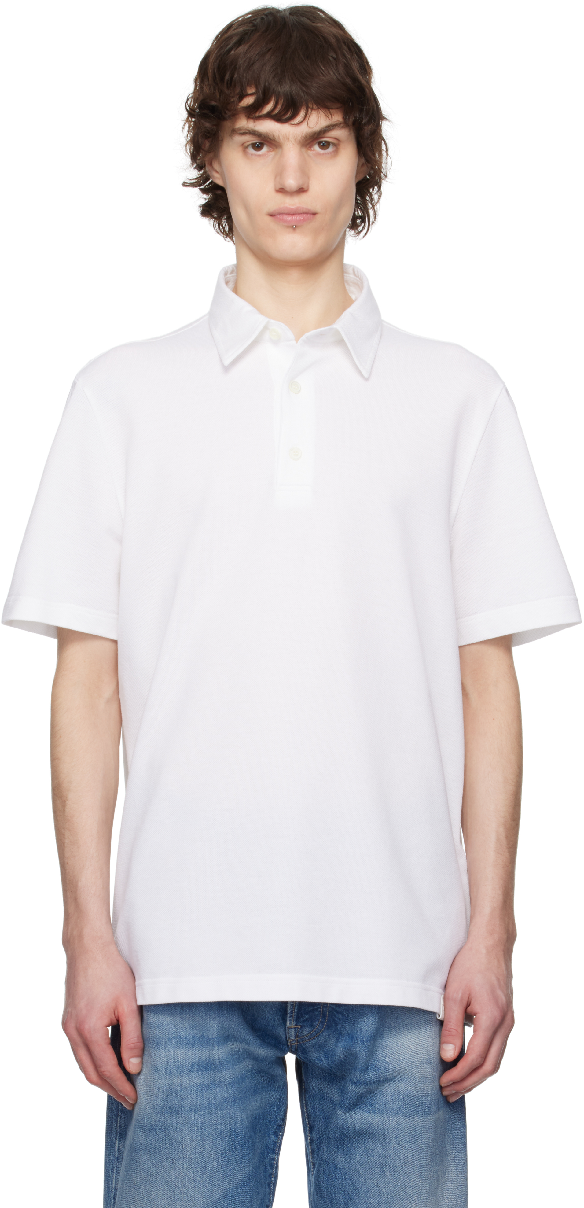 White Cotton Piqué Polo