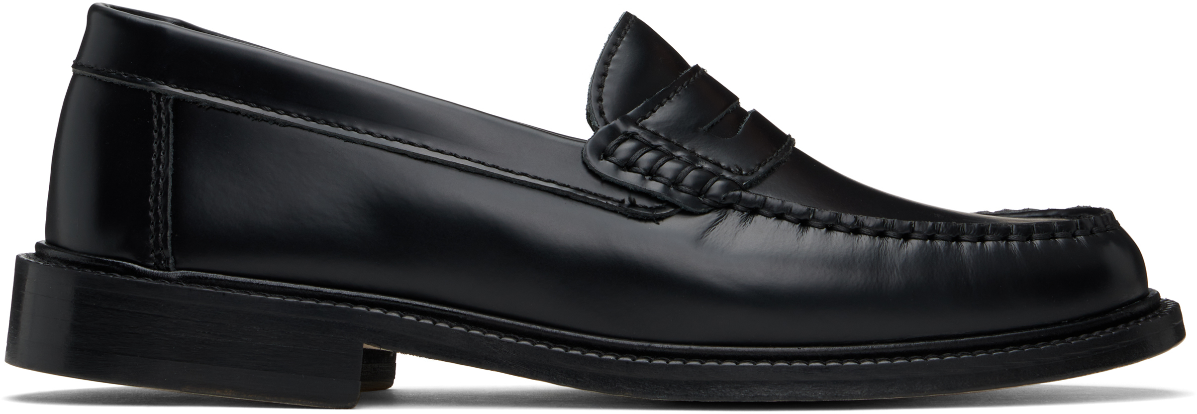【関税込み】VINNY's ブラック Vinnee ペニーローファー Vinny's Vinnee Penny Loafer in Black Lizzard| Homme Essentials