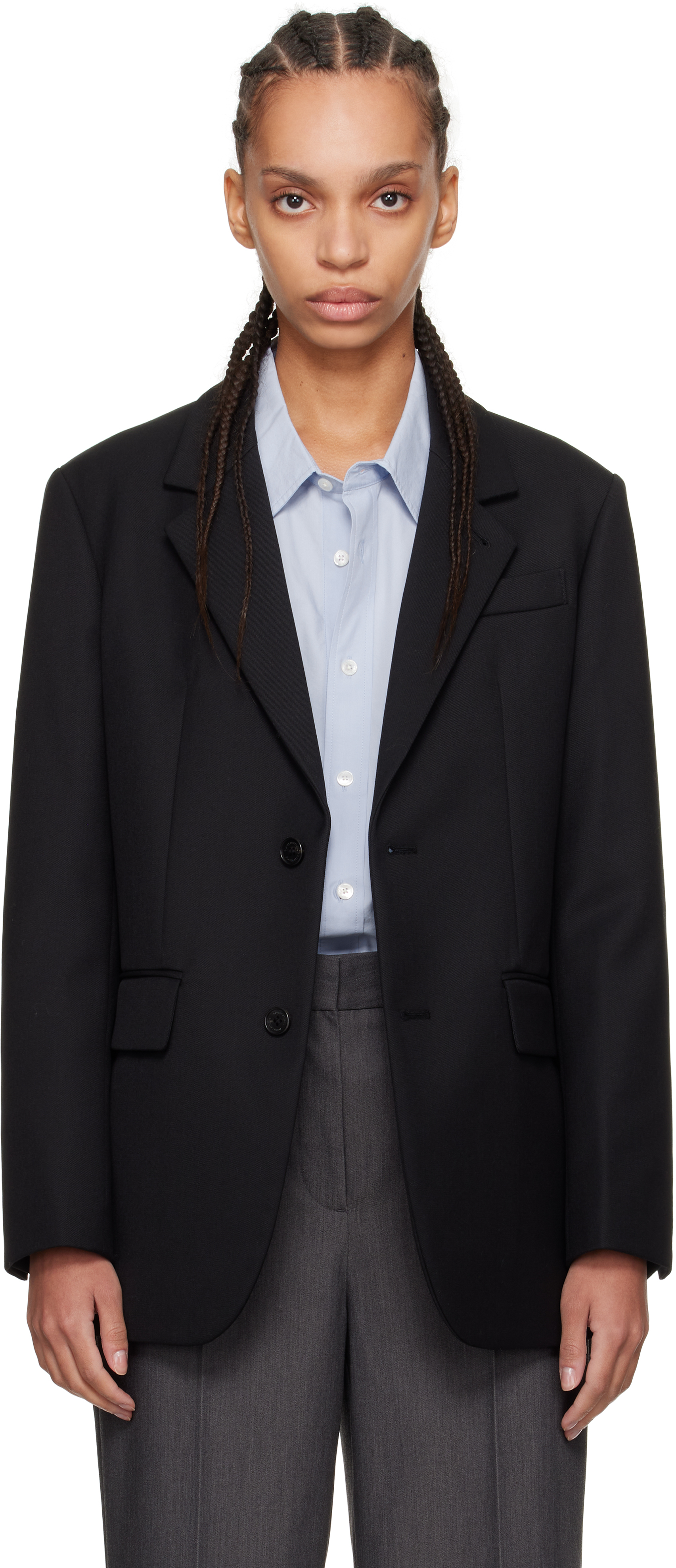 Black 2-Button Wool Blazer