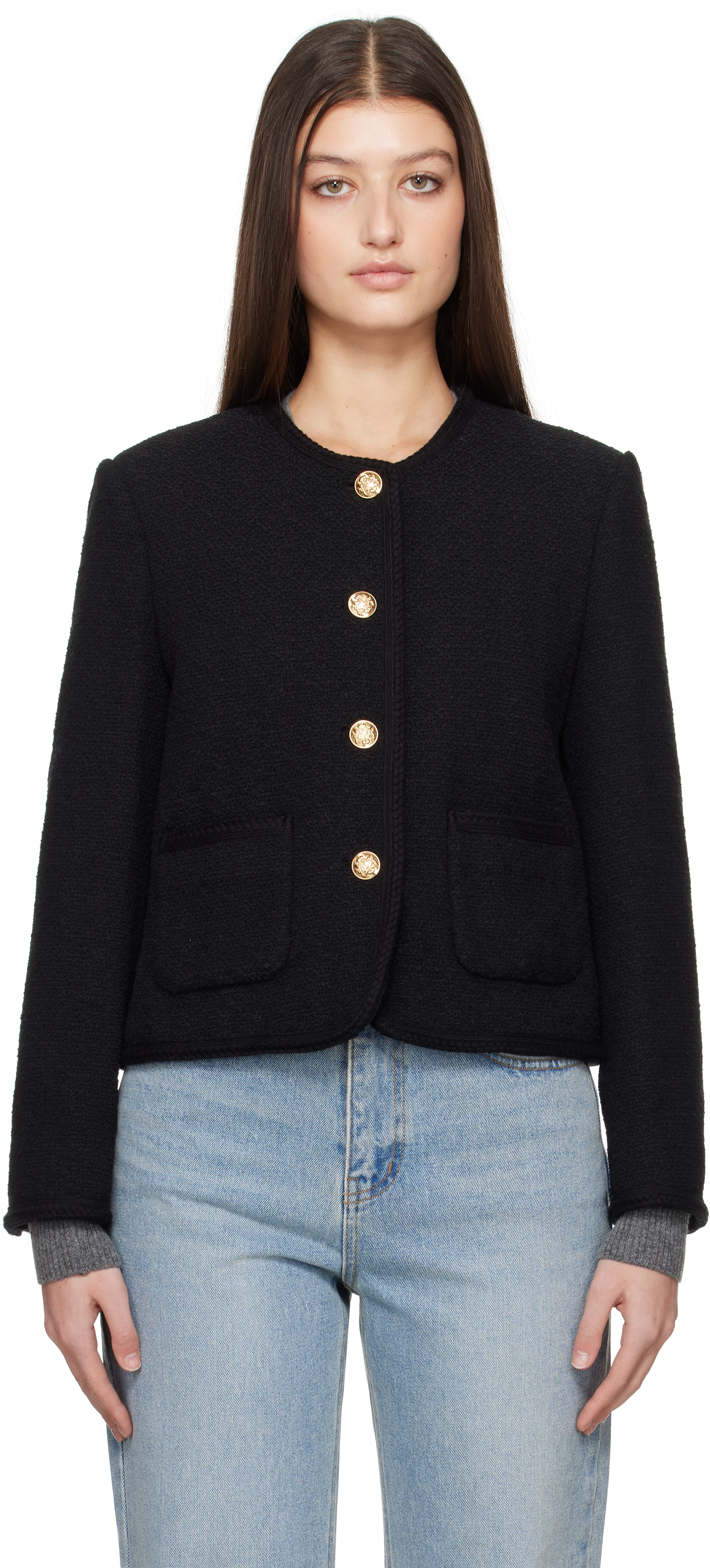 Black Classic Boucle Tweed Jacket