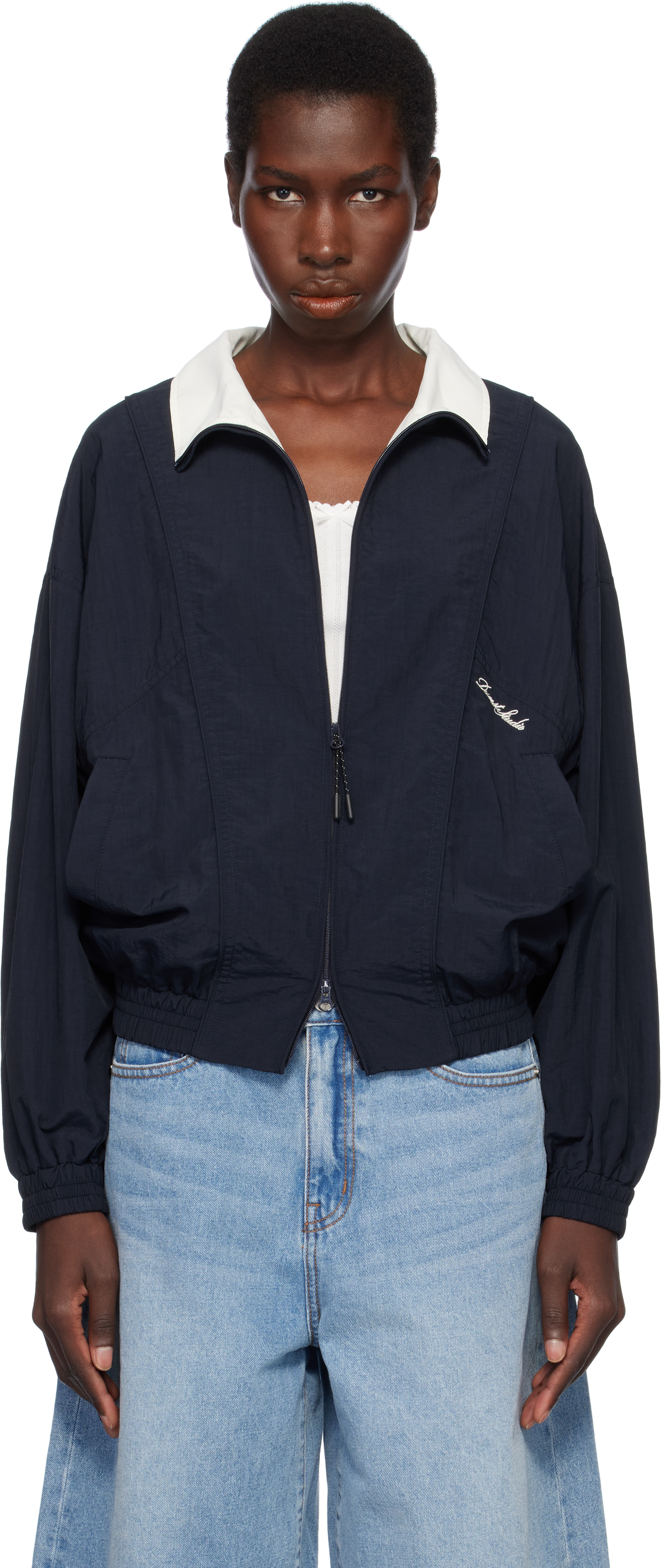 Dunst Navy Blocking Wind Breaker Jacket In Navy