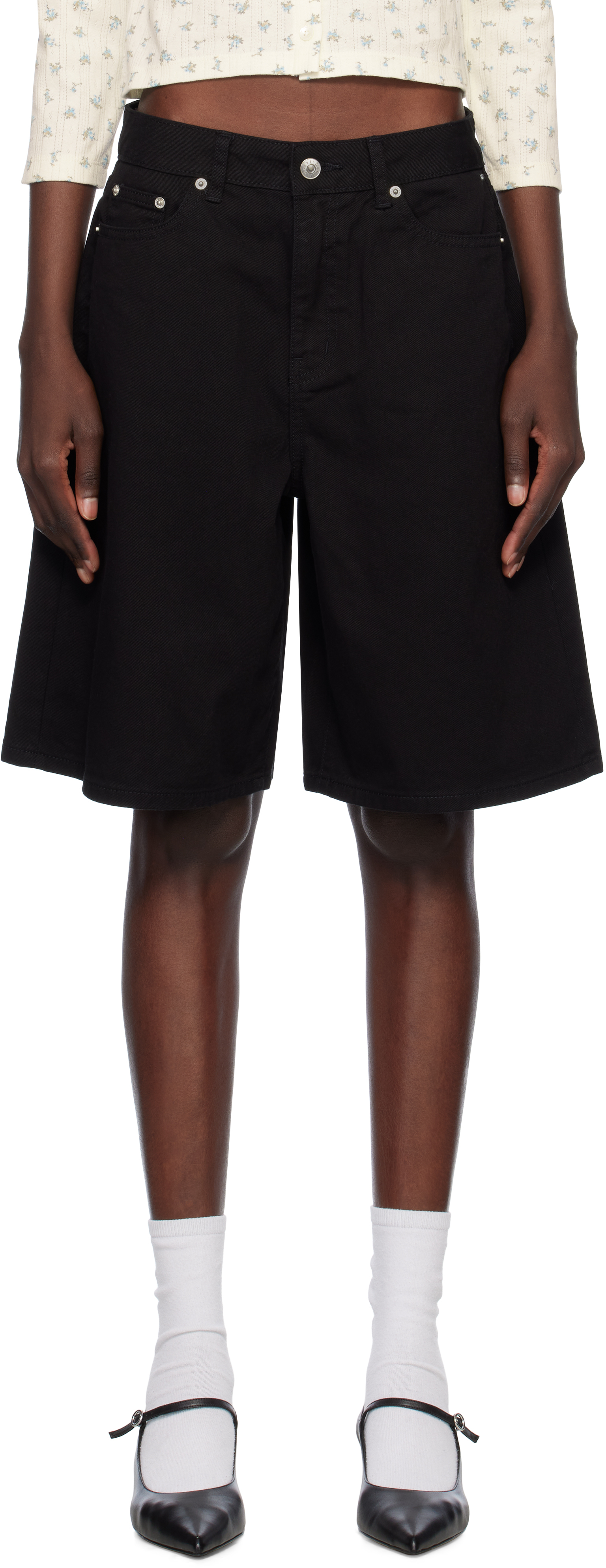 Black Bermuda Denim Shorts