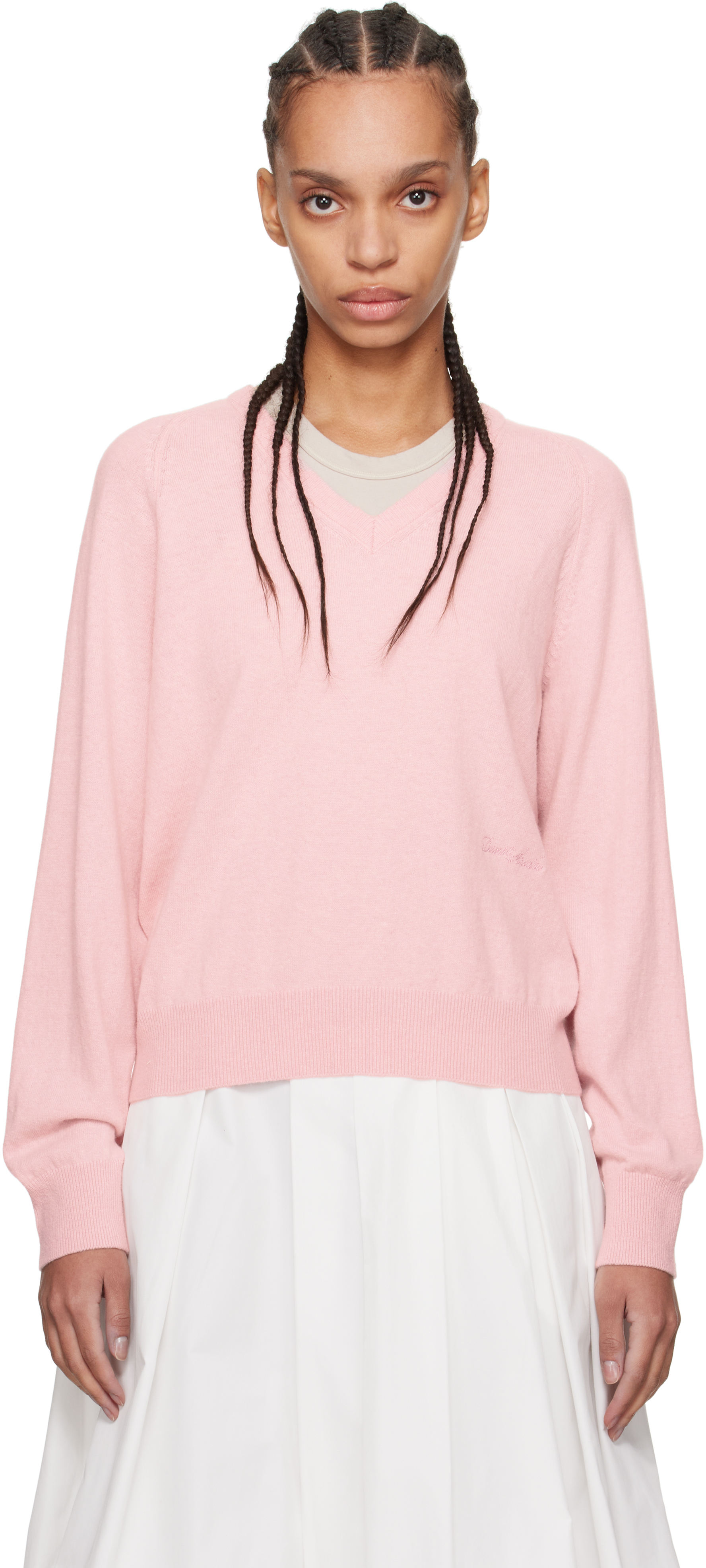 Pink Soft V-Neck Sweater