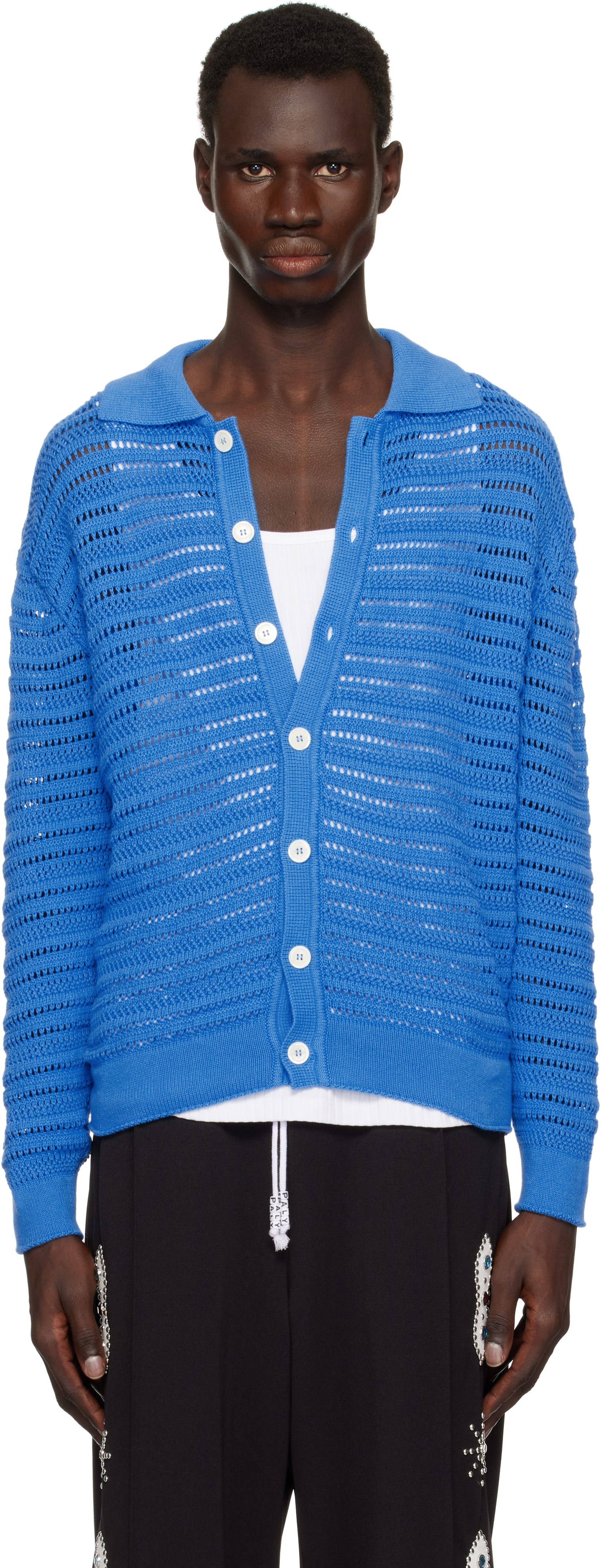 Dunst カーディガン M Dunst: Blue Open Collared Cardigan | SSENSE 日本