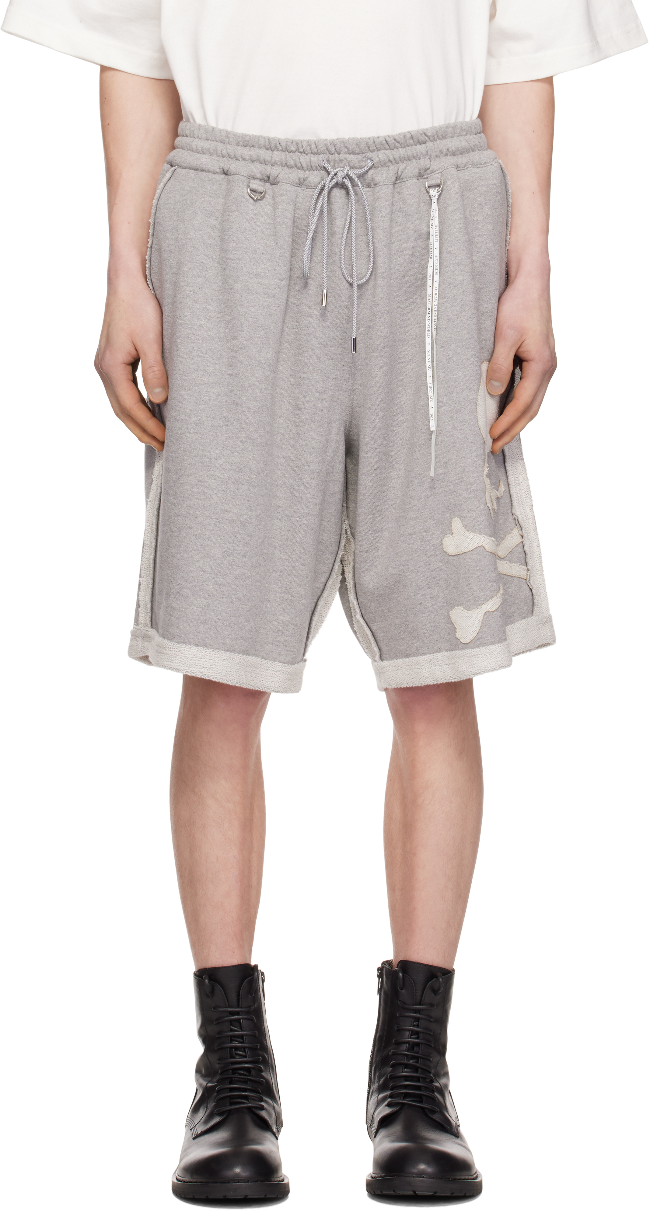 Gray MW Cut-Off Sweat Shorts by MASTERMIND WORLD on Sale