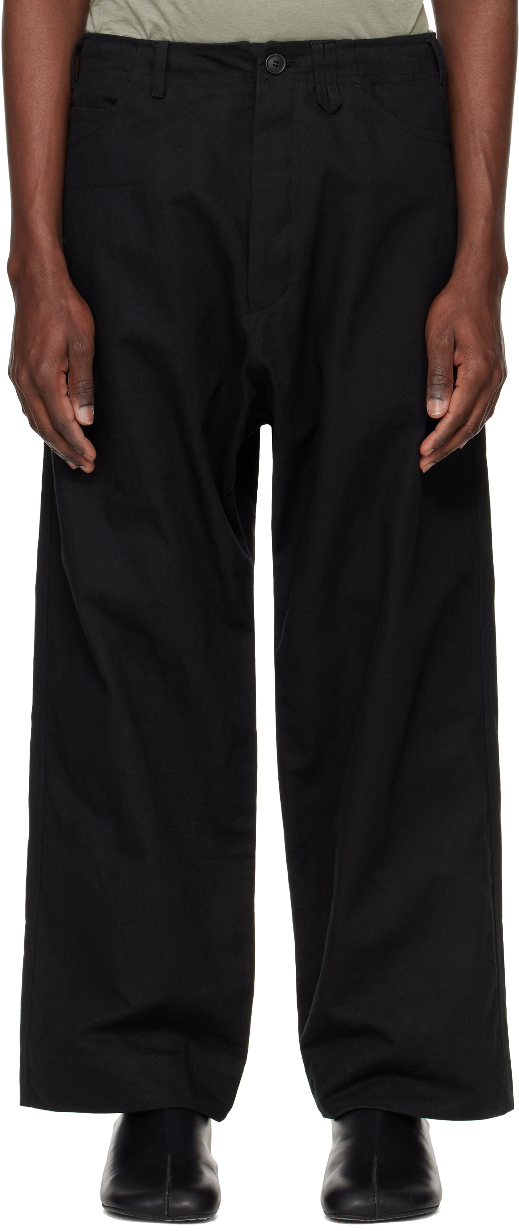 パンツ mmoption coating black denim Black O-Project Paraffin Coated Cloth Jeans by Jan-Jan Van