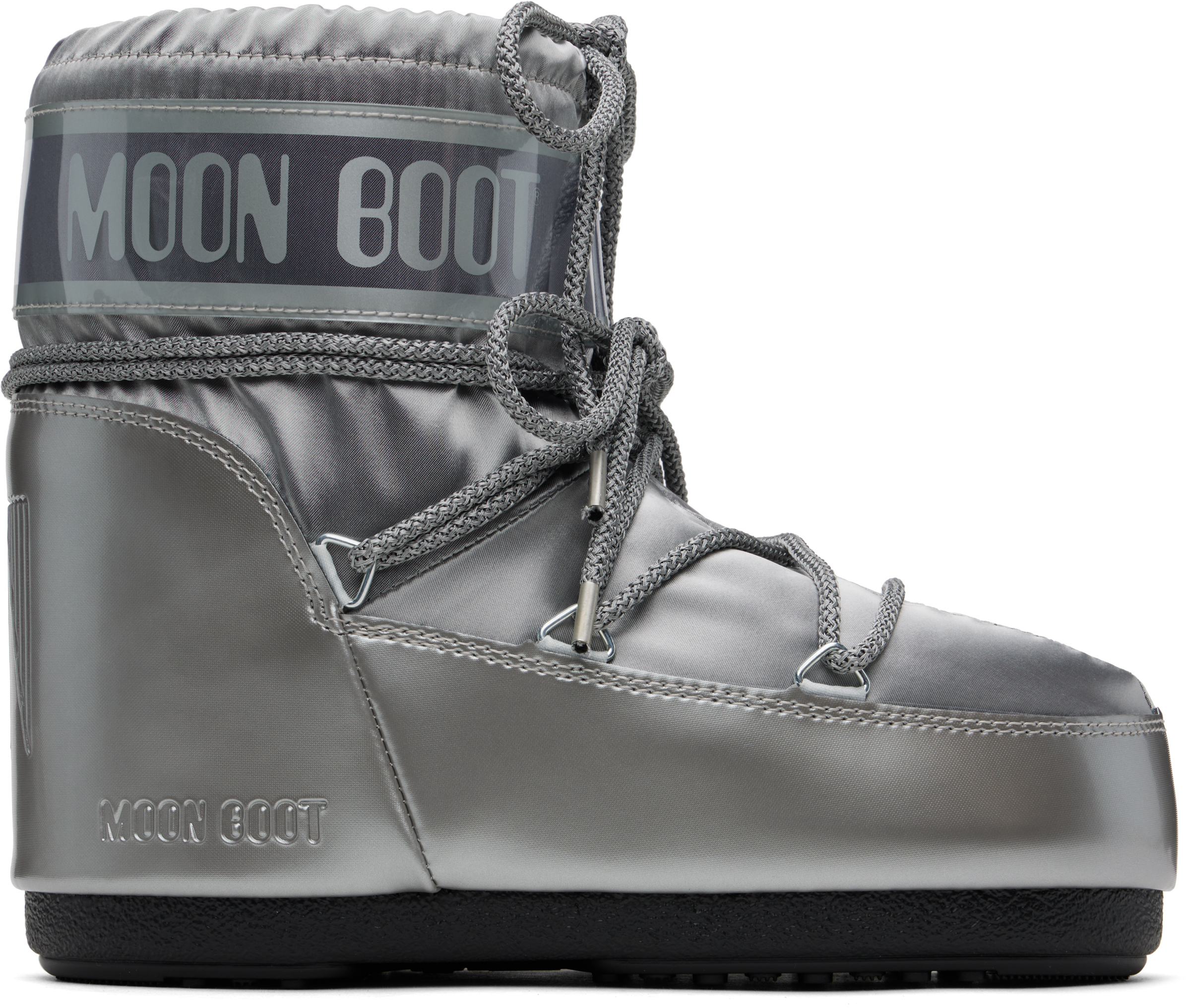 Silver Icon Low Glance Satin Boots