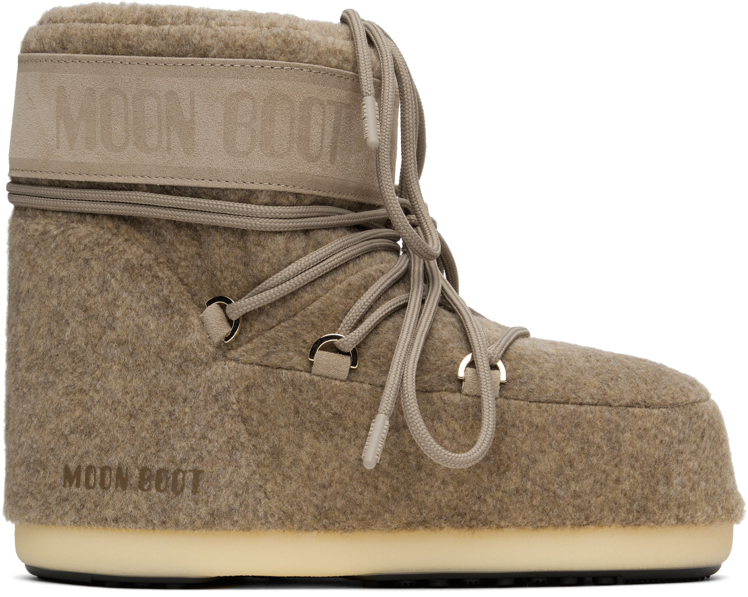 Beige Icon Low Felt Boots