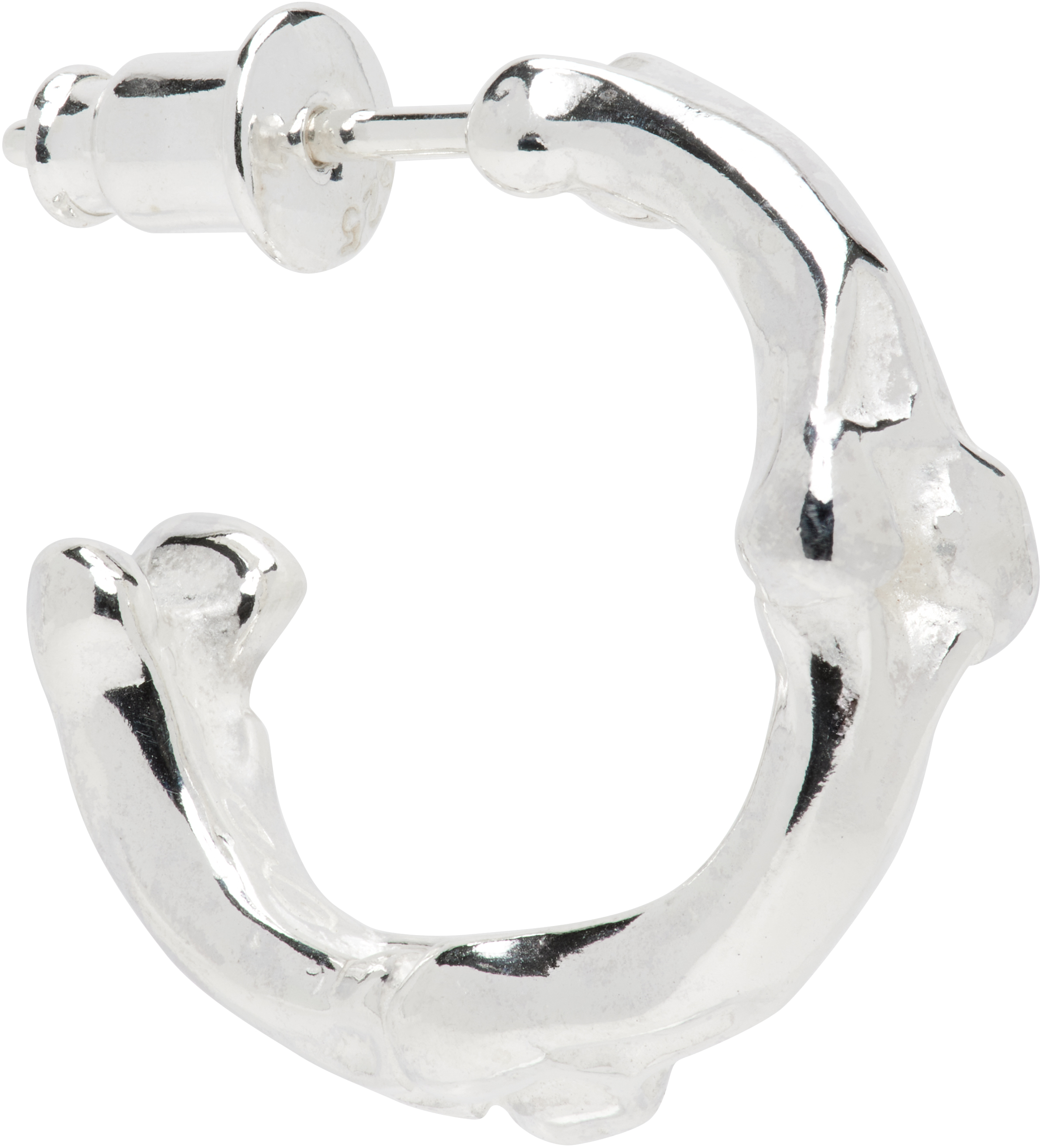 Takahiromiyashita The Soloist Silver Bone Shaped M Single Earring In Silver