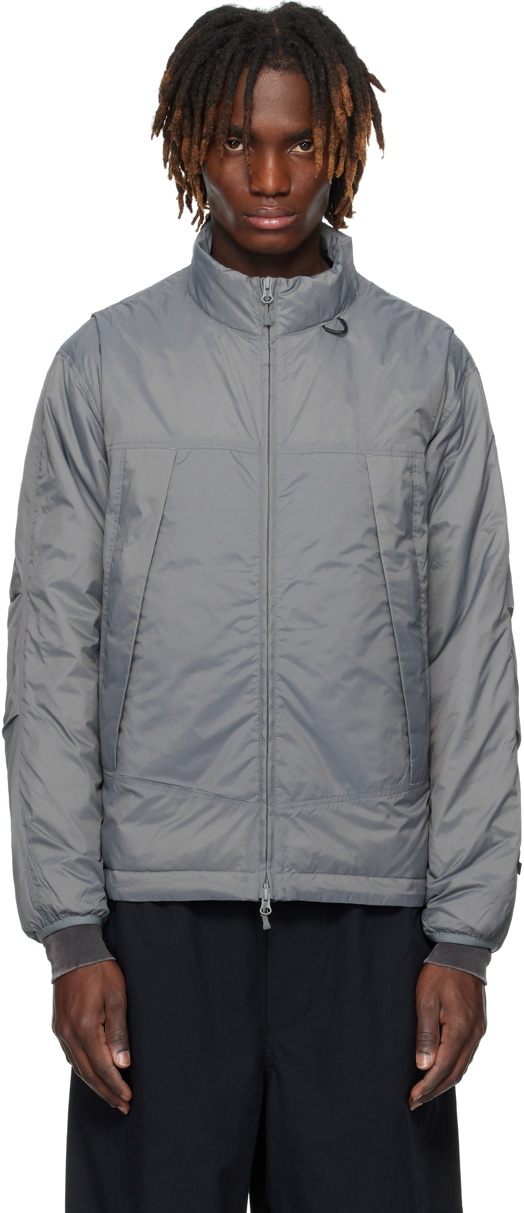 Gray Tech 2way Field Zip-Off Down Jacket