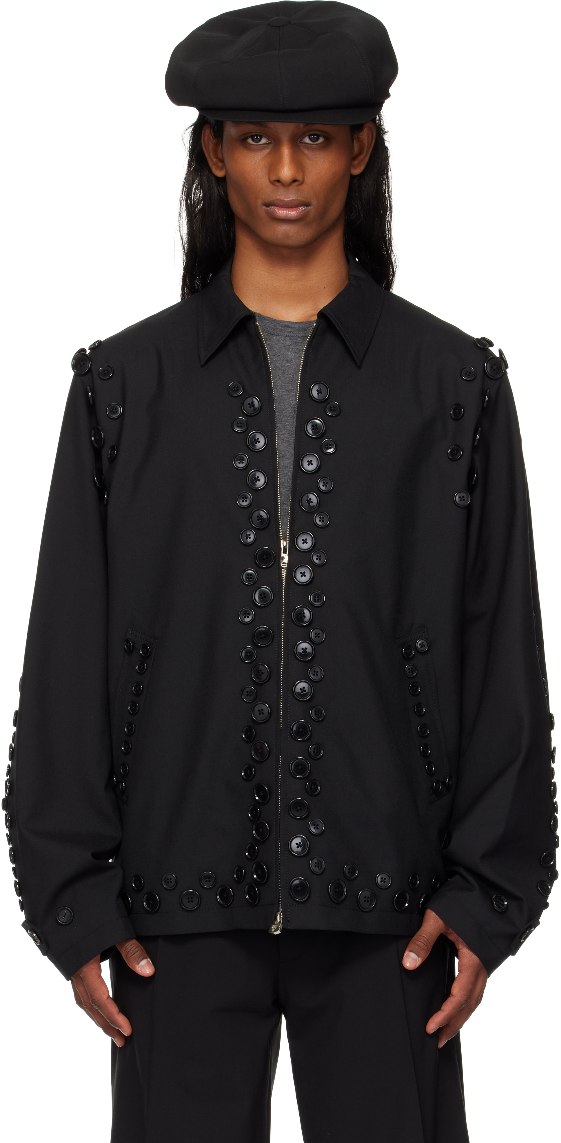 Black Zip Up Brit Jacket