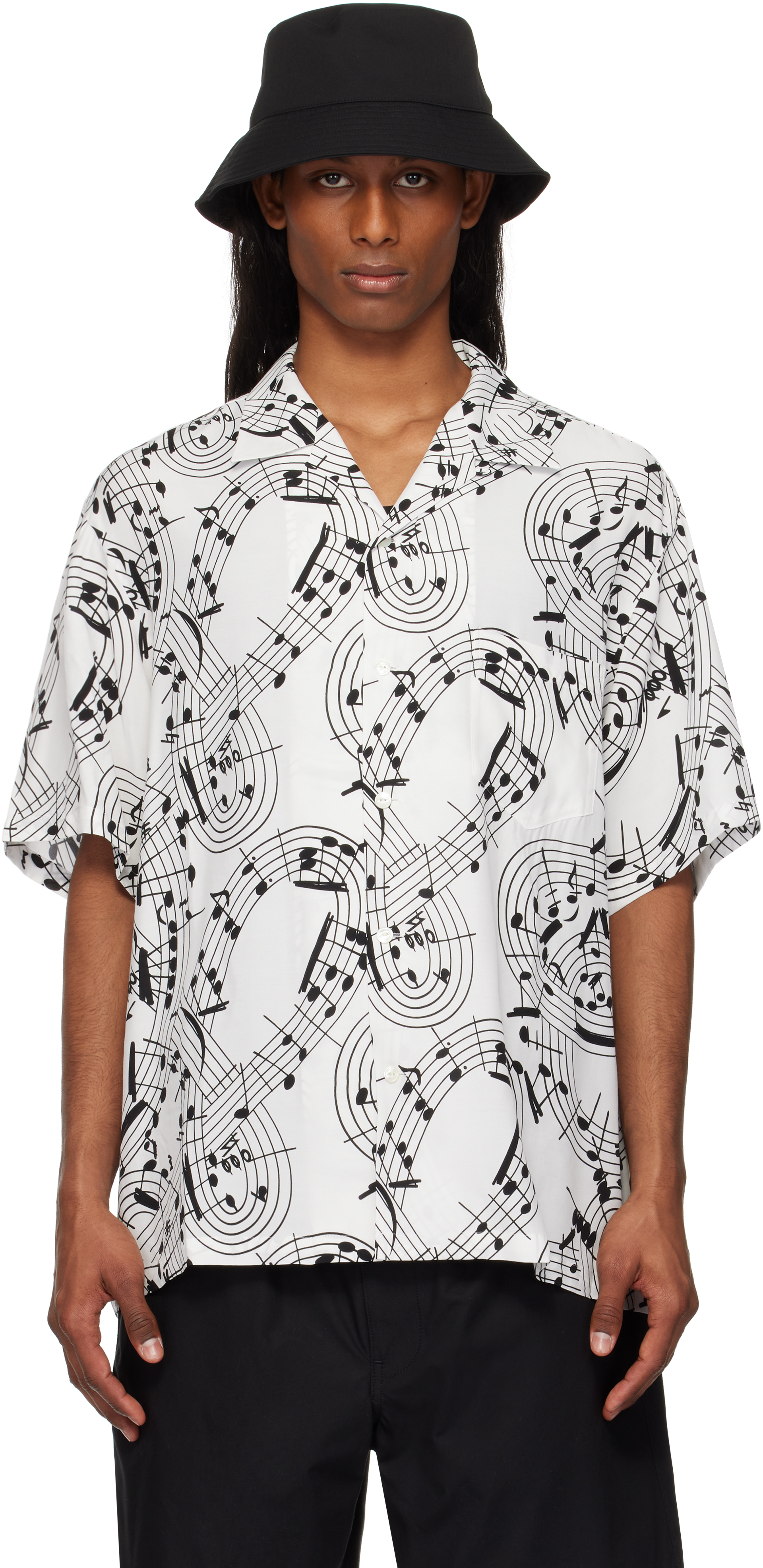White & Black Music Note Hawaiian Shirt