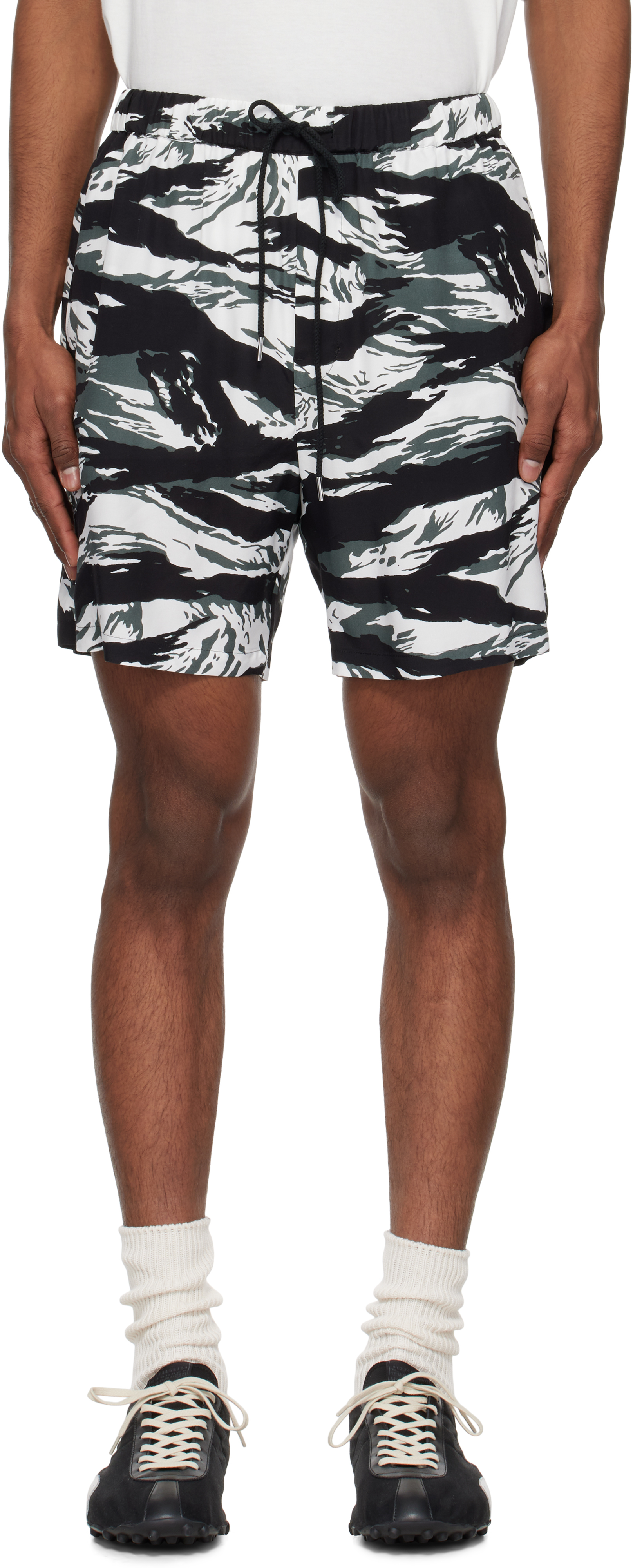 Black & White Tiger Camouflage Shorts