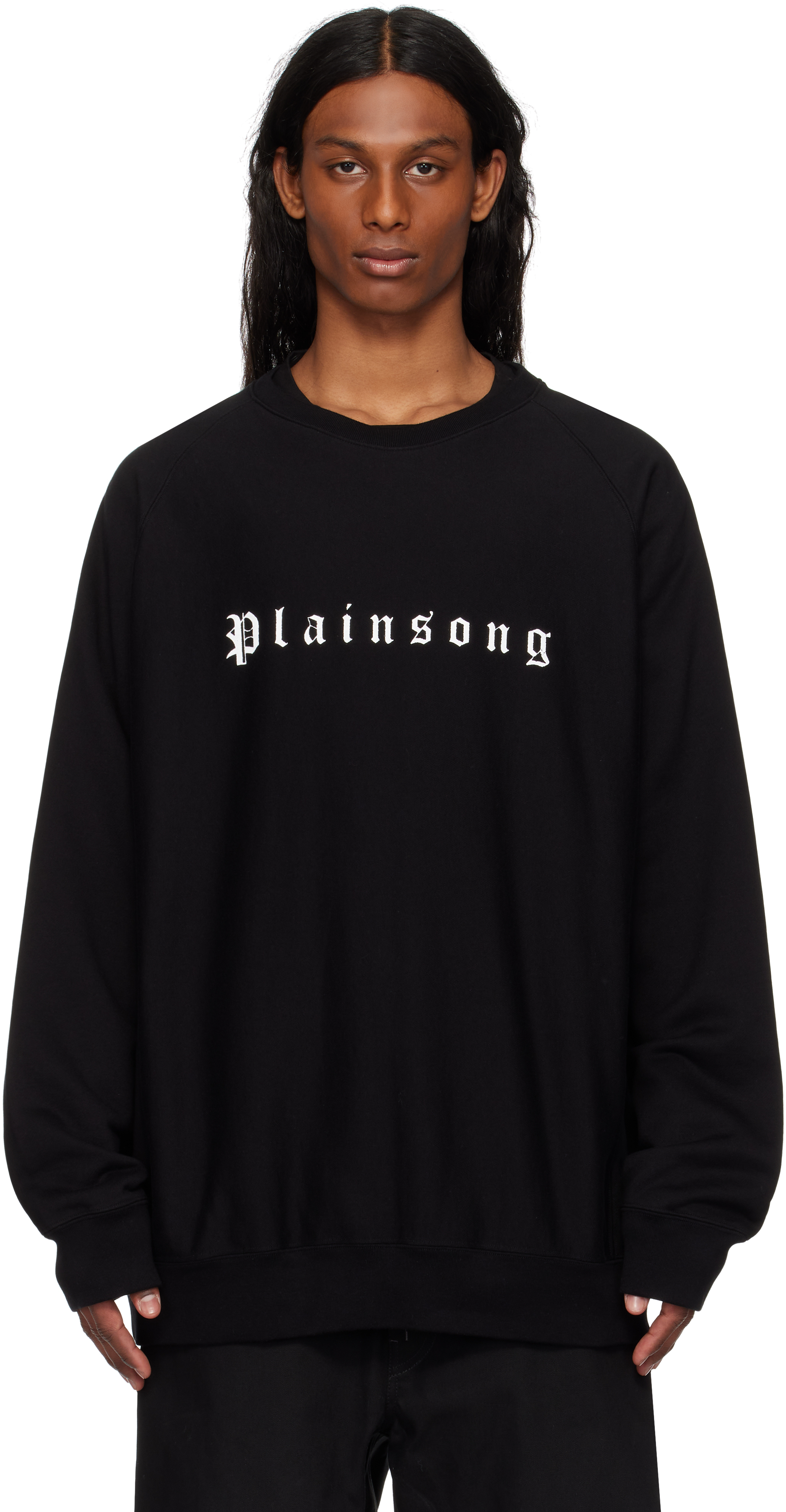 Black Oversized Crew Neck 'Plainsong' Sweatshirt