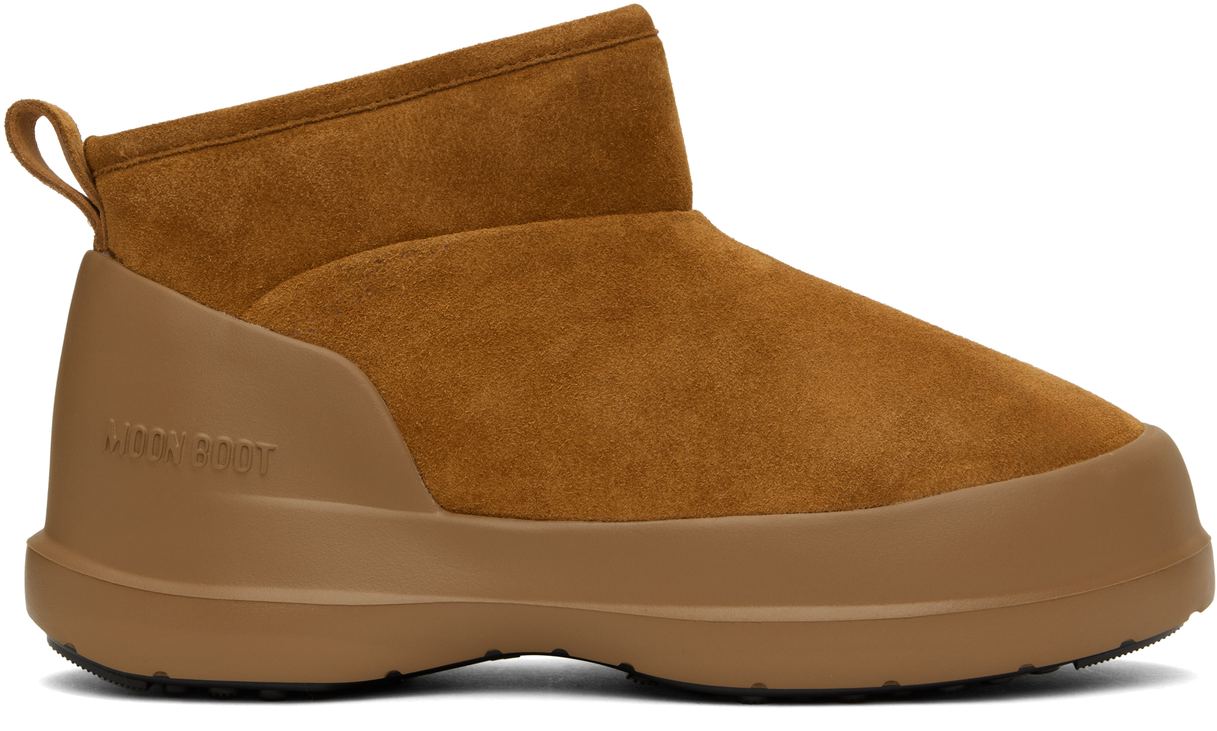 Shop Moon Boot Tan Luna Low Suede Boots In M008 - Cognac