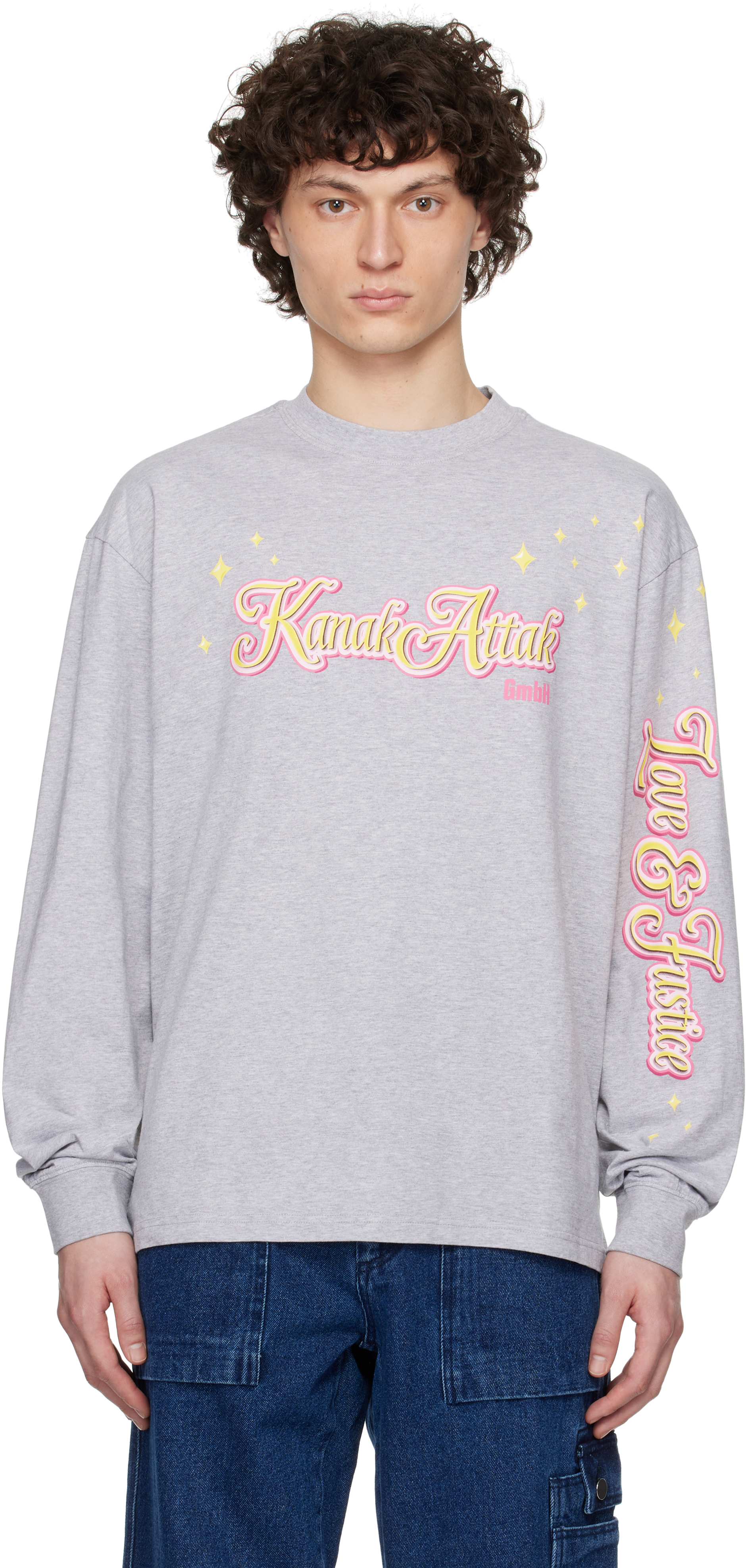 【関税込み】GmbH グレー 'Kanak Attak' 長袖Tシャツ GmbHのグレー 'Kanak Attak' 長袖Tシャツがセール中