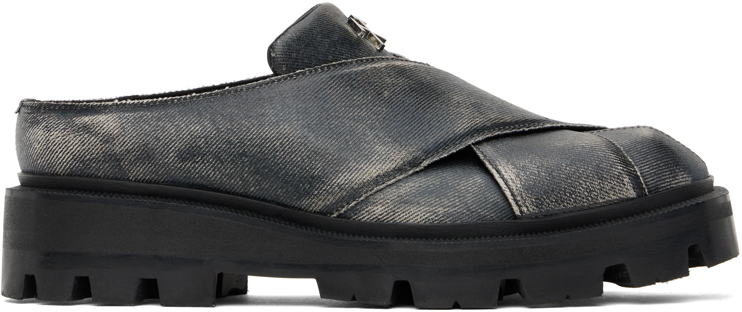 Black Bassim Crossover Slip-on Loafers
