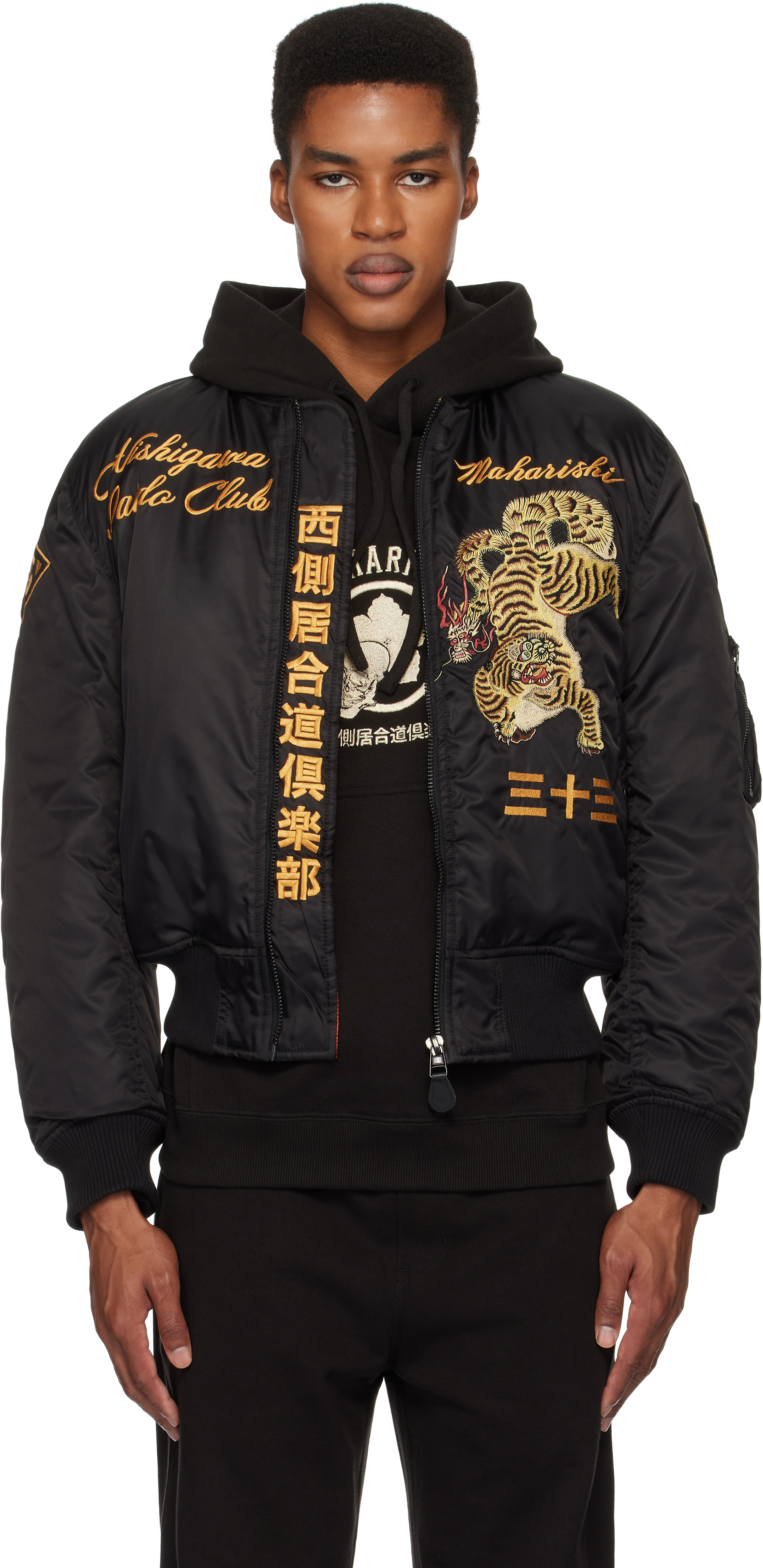 Black Nishigawa Iaido Club Edition 4580 Nekomata Tiger MA1 Bomber Jacket