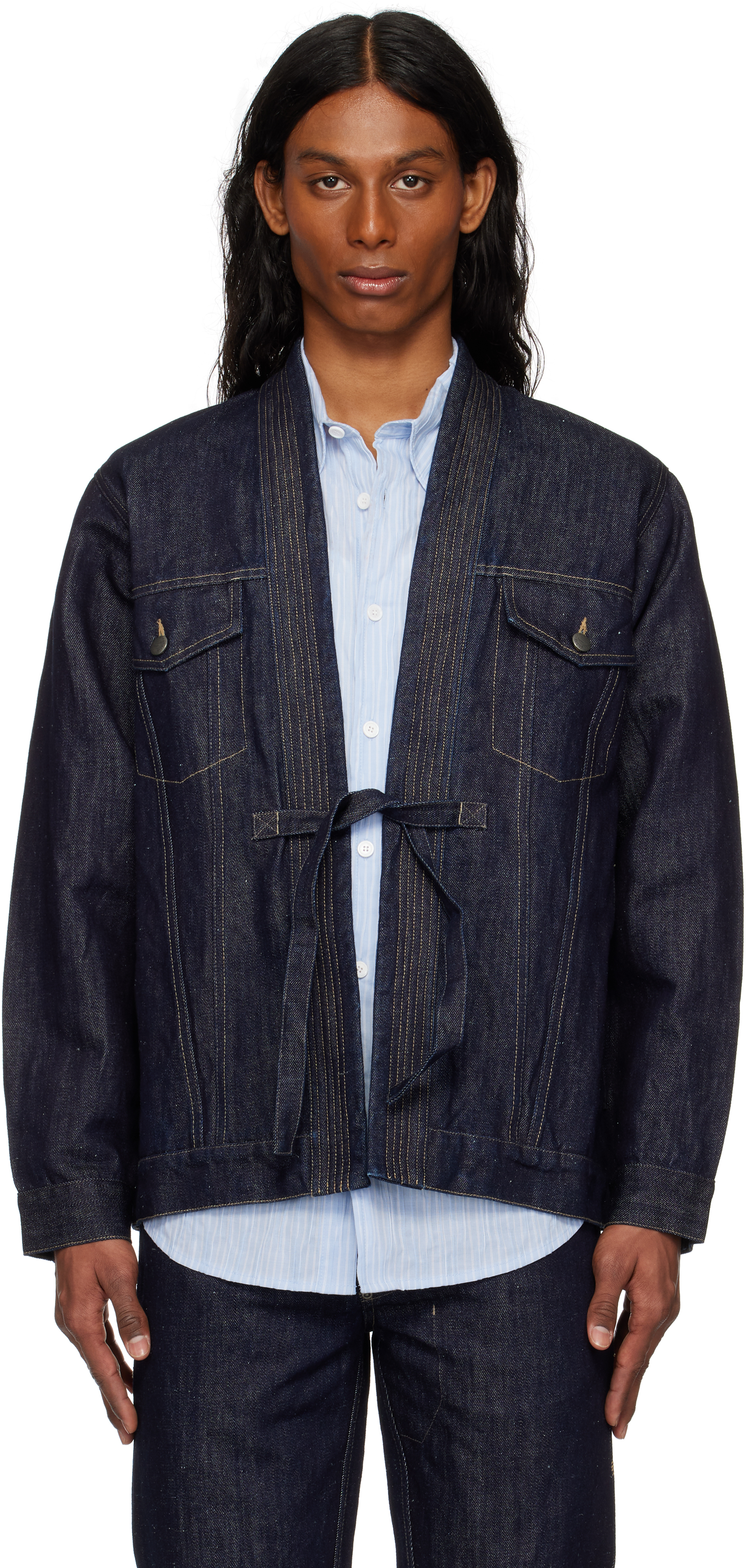 Maharishi Navy 6059 Maha Hemp Denim Kimono Jacket