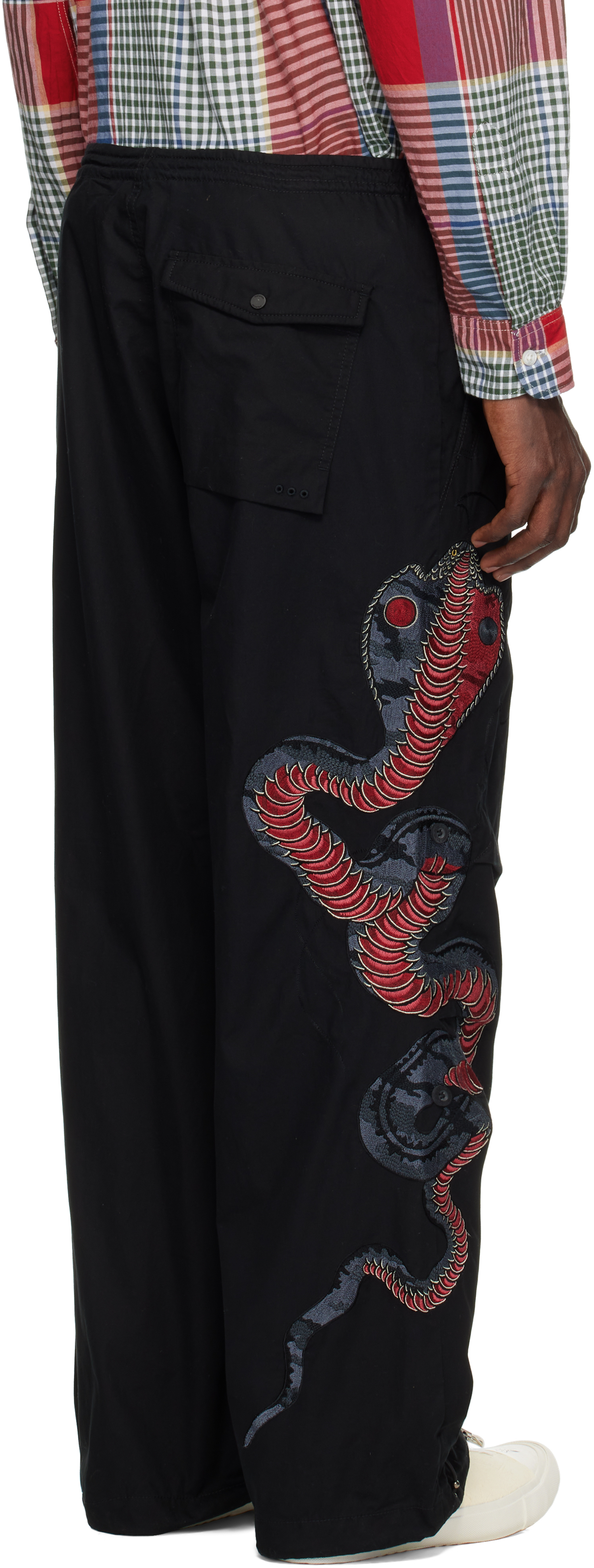 Maharishi Black Ying Yang Cobra Loose Snopants Trousers In Poplin Black