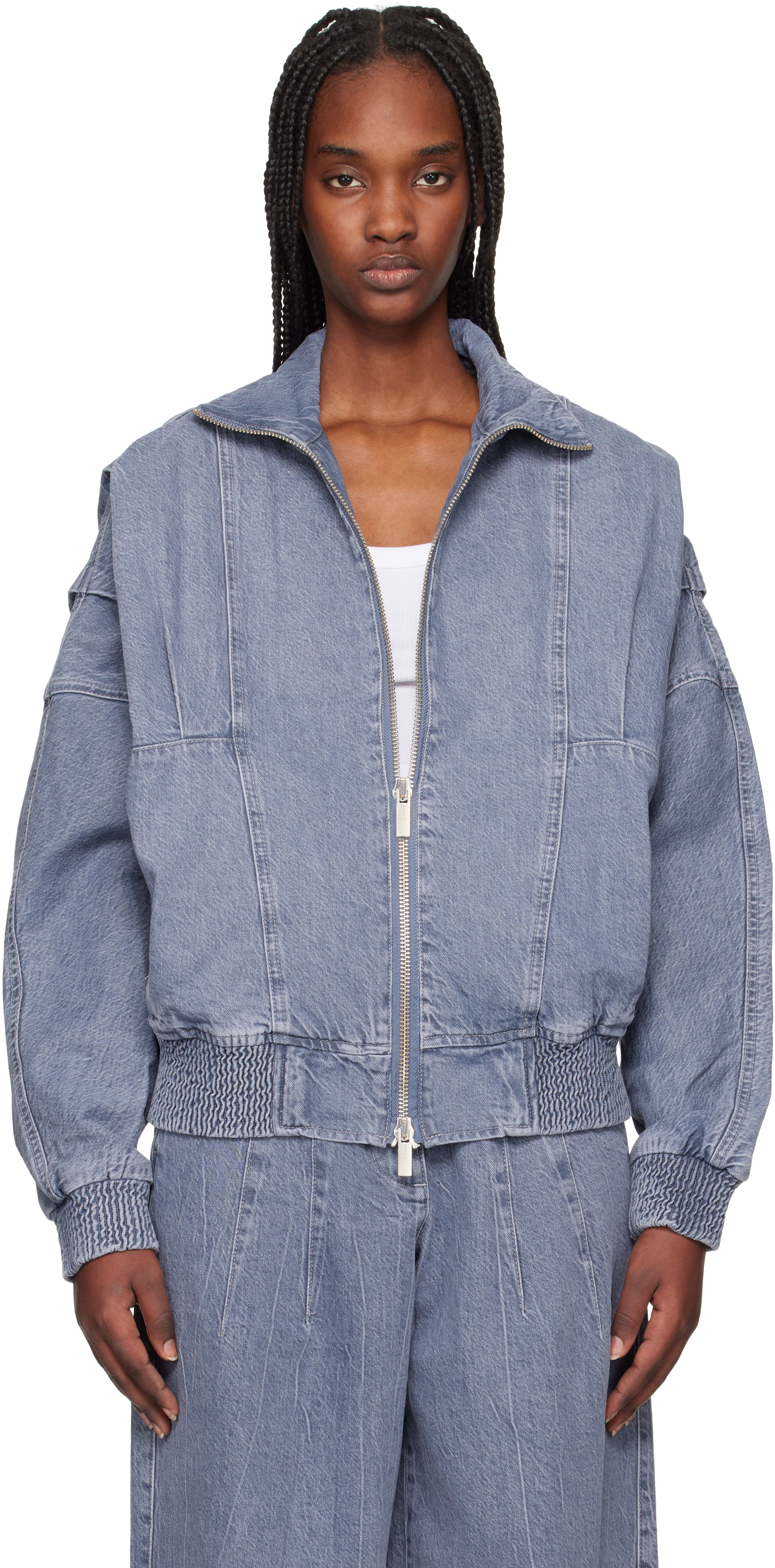 Blue Bat Sleeve Denim Jacket