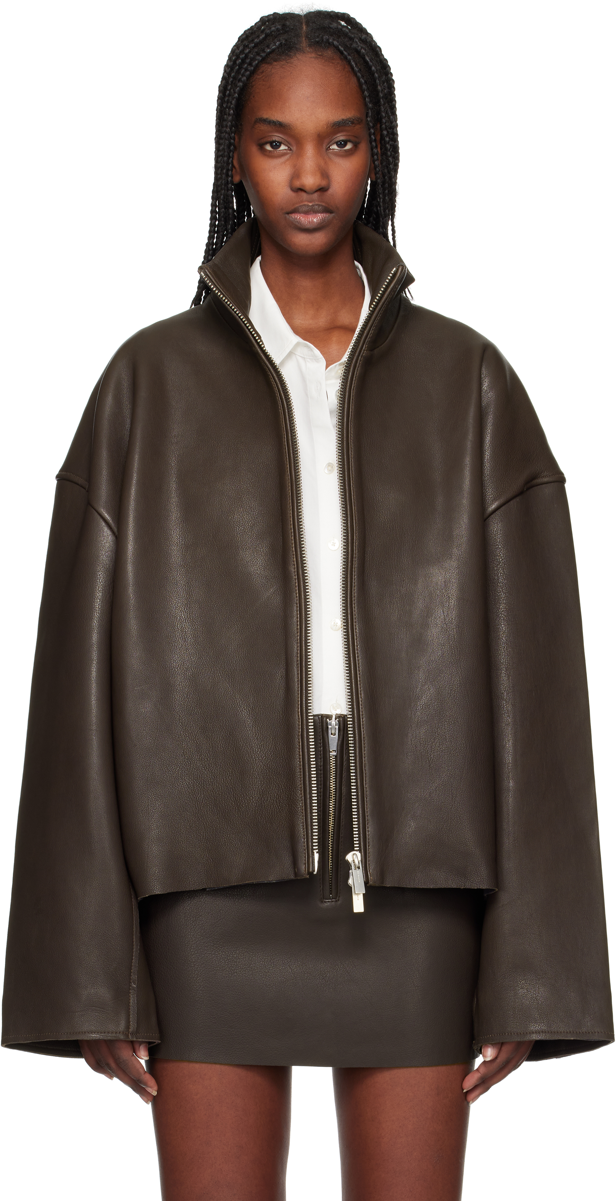 Brown Bonded Leather Jacket