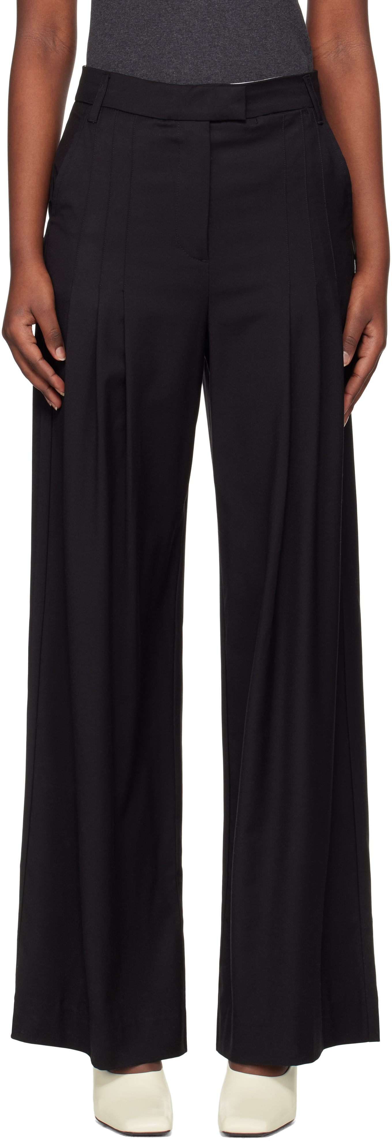 Black Wide Suiting Trousers