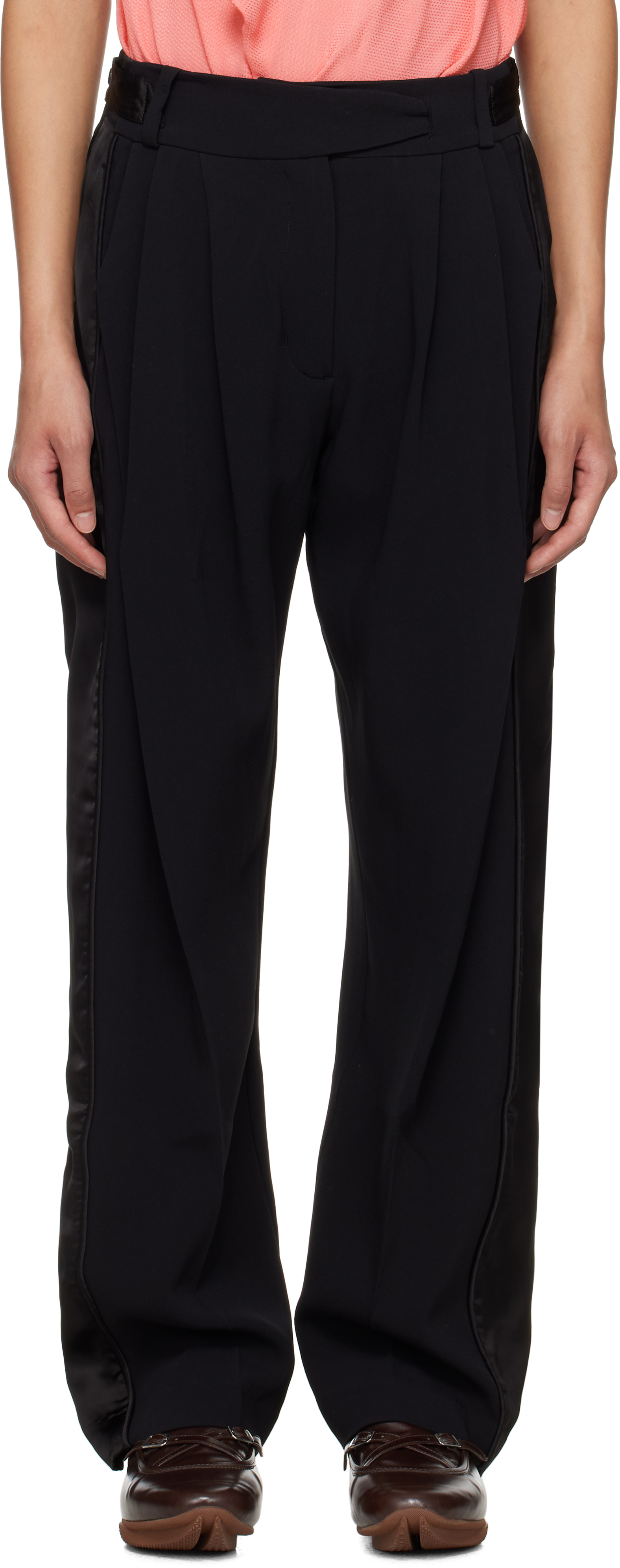 Black Cauda Pleated Trousers