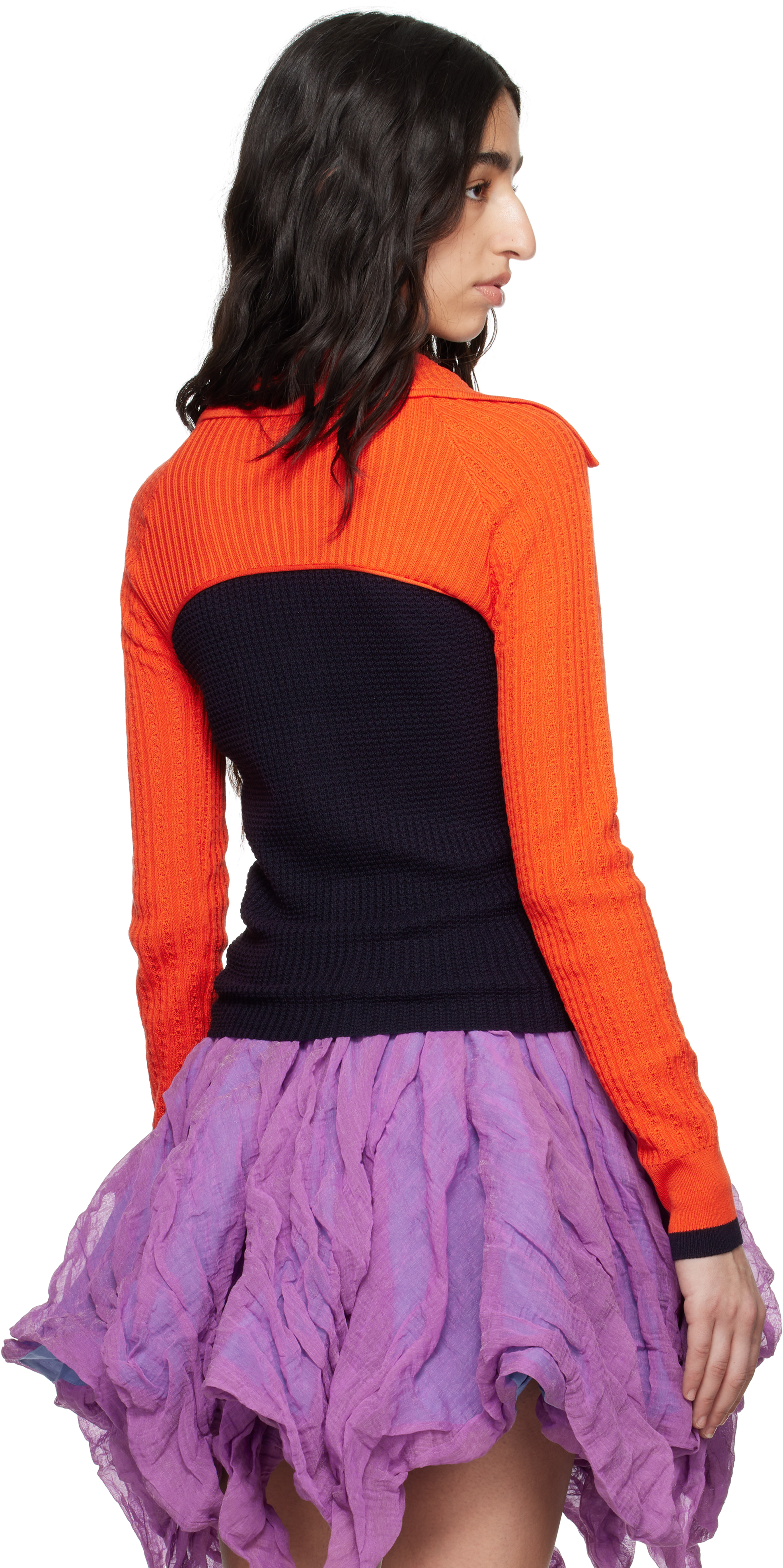 Kiko Kostadinov Navy & Orange Rover Knit Cardigan In Eclipse Blue / Vermi