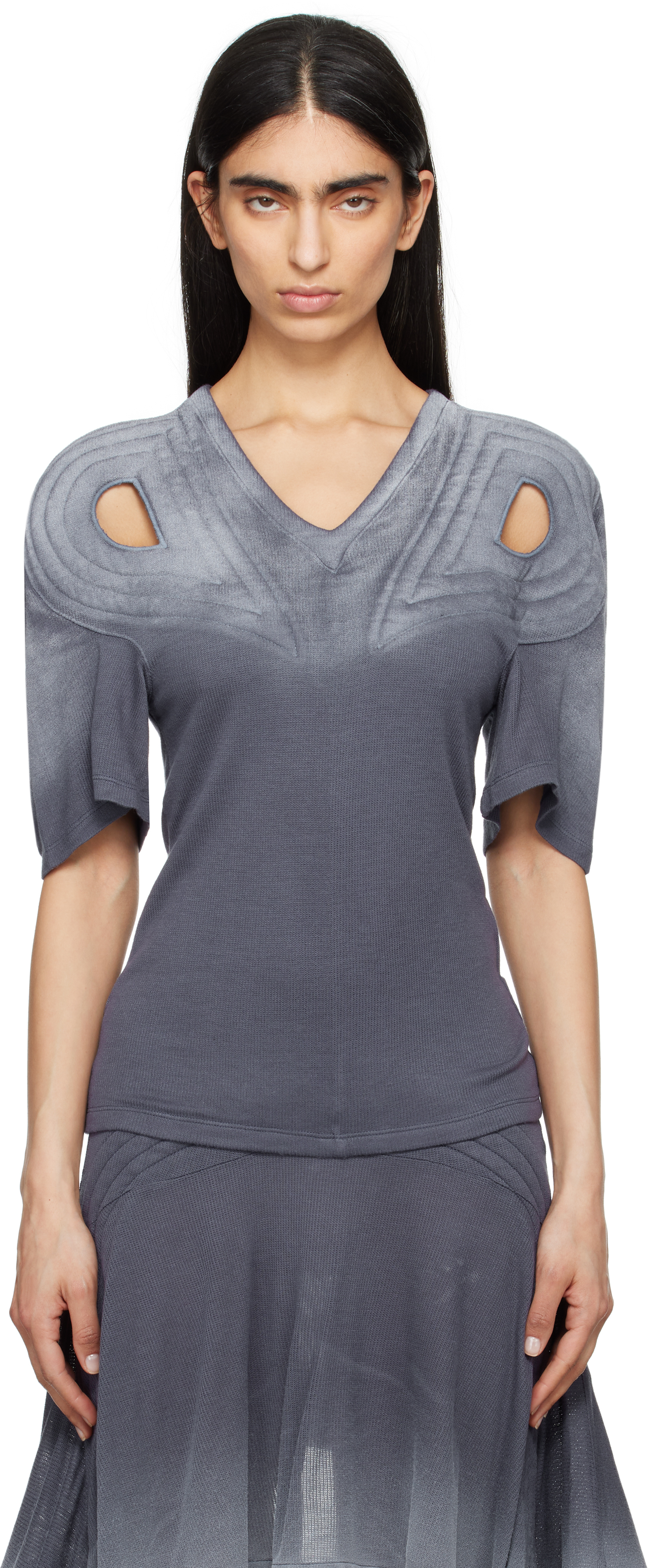 Kiko Kostadinov Navy Celritatem Padded T-shirt In Sky Blue