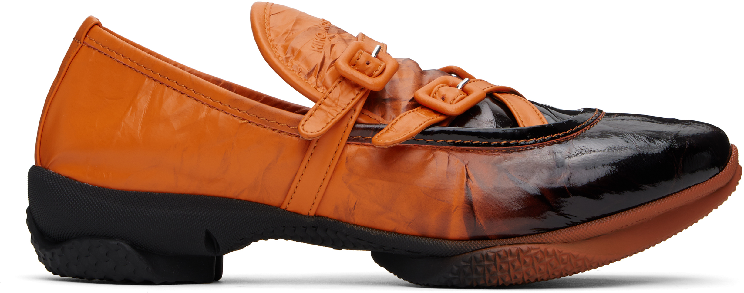 Orange & Black Sonia Buckled Loafers