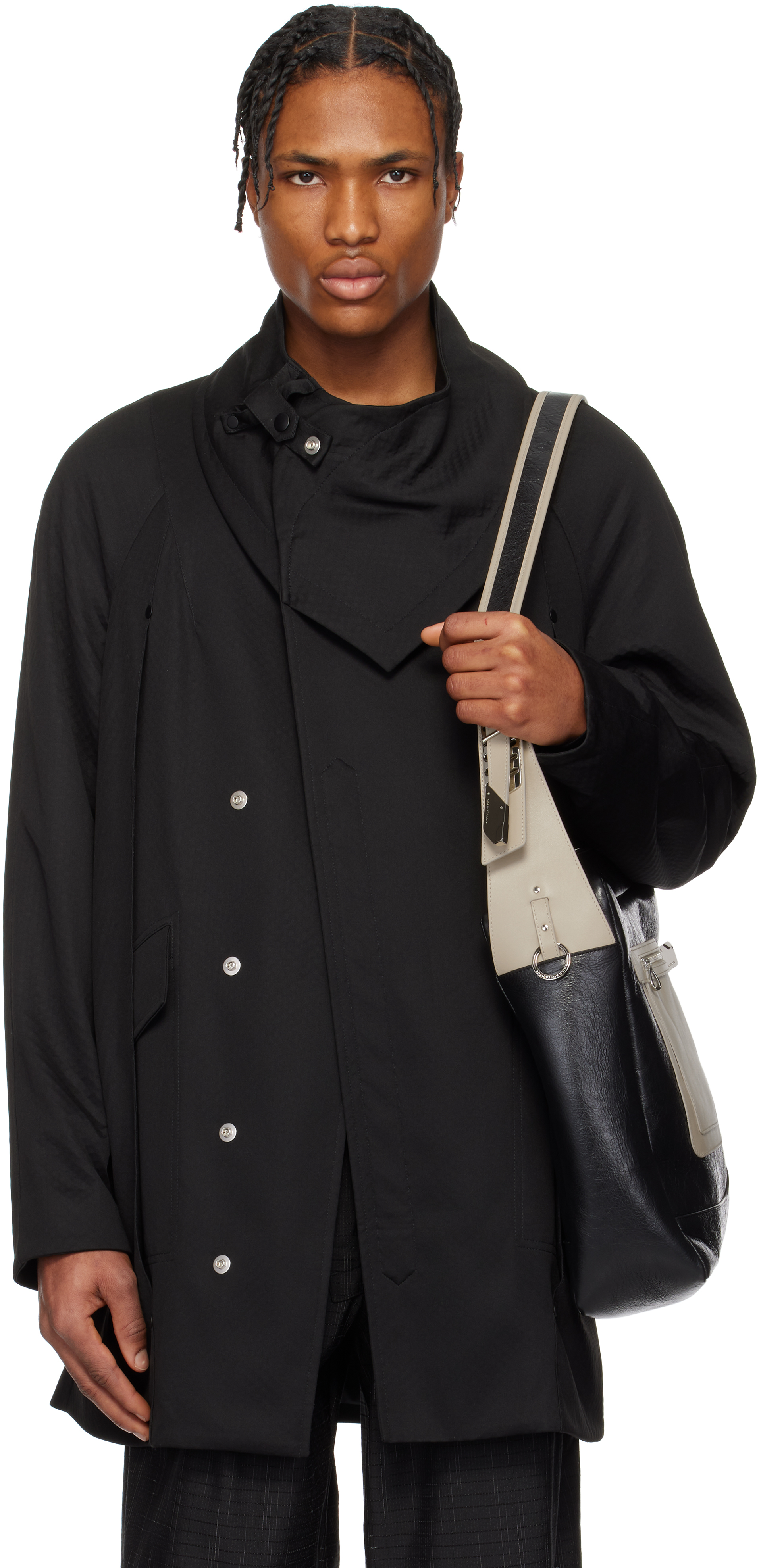 Black Riadis Pleated Coat